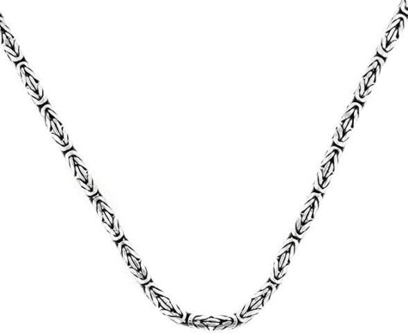Handmade 3mm Round Oxidized Byzantine Chain Necklace in 925 Sterling S