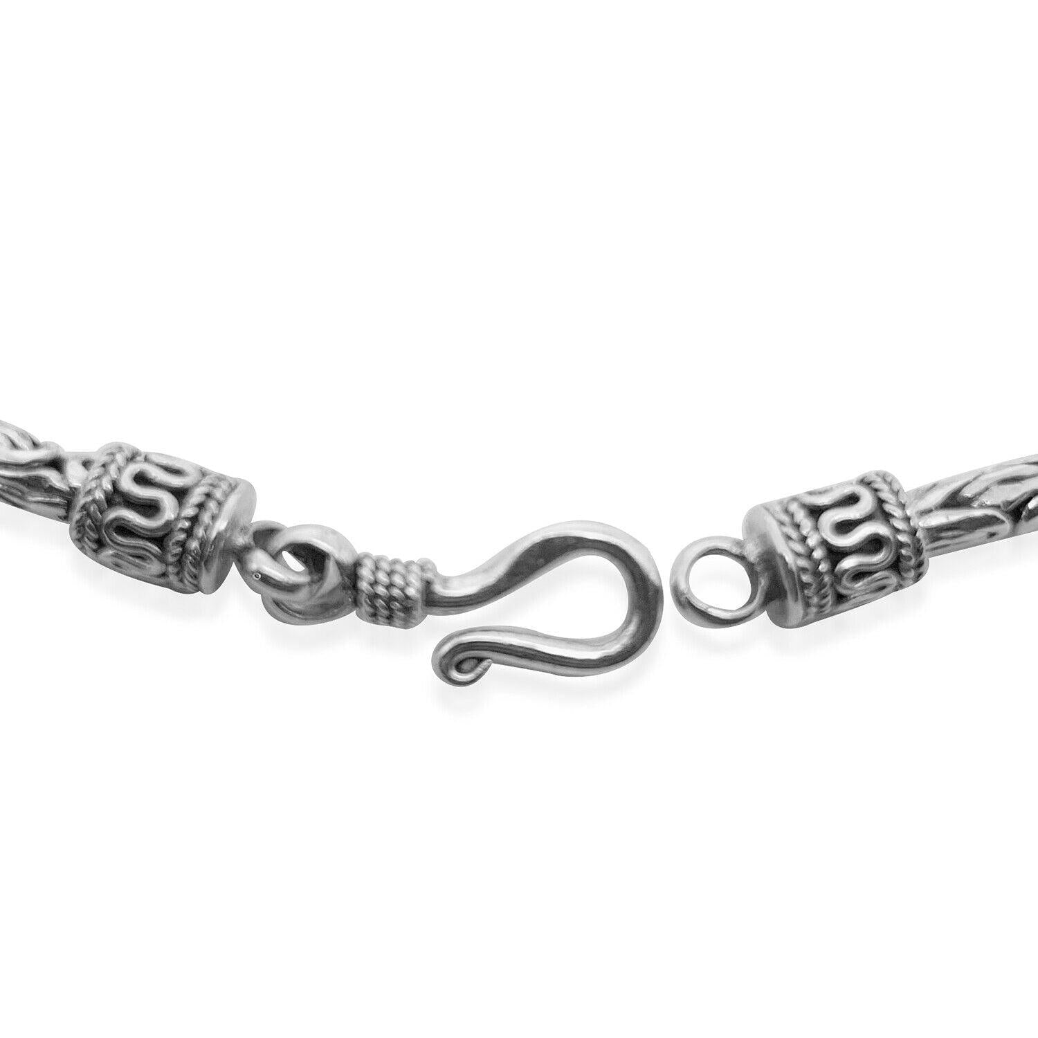 Handmade 2.5 mm Solid 925 Sterling Silver Balinese BYZANTINE Borobudur Link Chain Necklace Oxidized 18, 24, 30 and 36 inches - Inspiring Jewellery