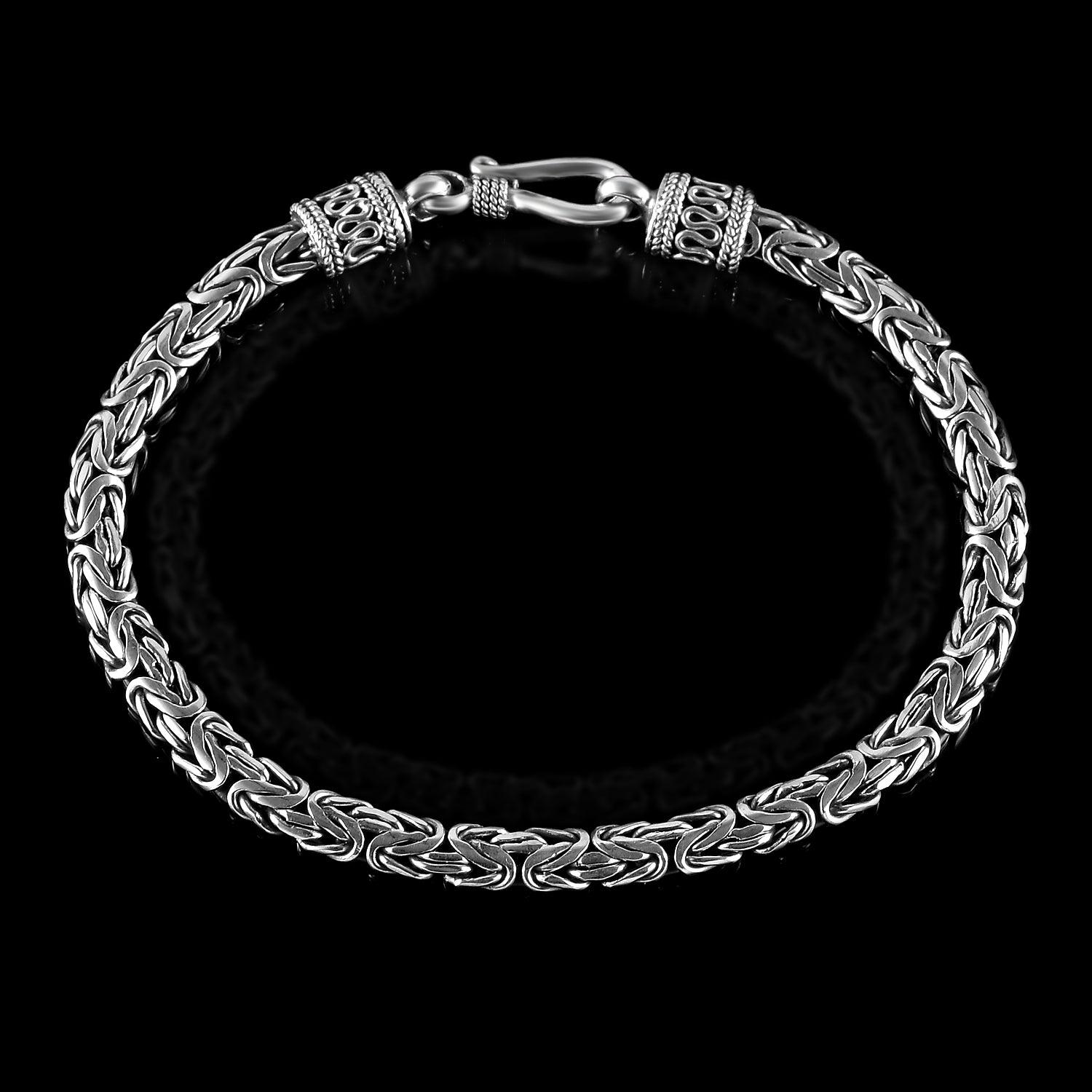 Bali Handmade 3 mm Solid 925 Sterling Silver Oxidized Byzantine Bracelet 7", 7.5", 8" - Inspiring Jewellery