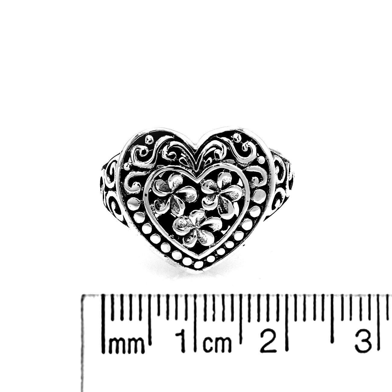 Designer Handmade BALI HEART Ring in 925 Sterling Silver - Size L , M , N , O , P , Q - Inspiring Jewellery