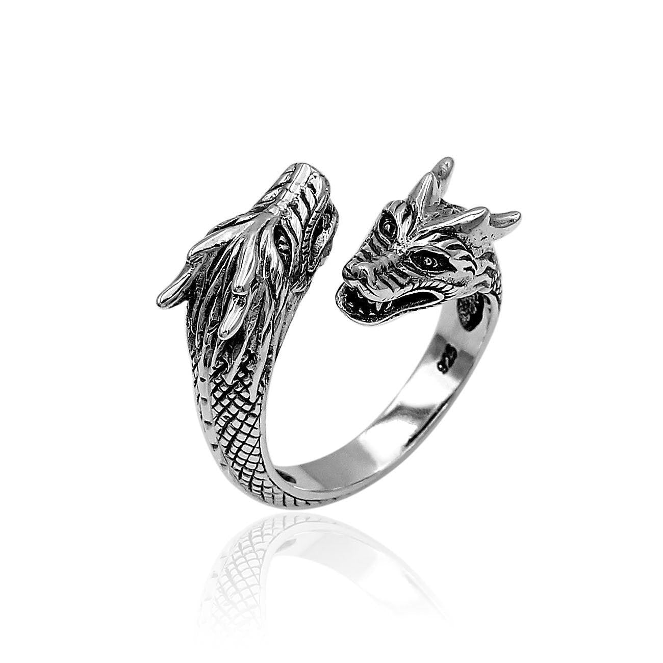 Designer Handmade BALI DRAGON Cocktail Ring in 925 Sterling Silver - Size L , M , N , O , P , Q - Inspiring Jewellery
