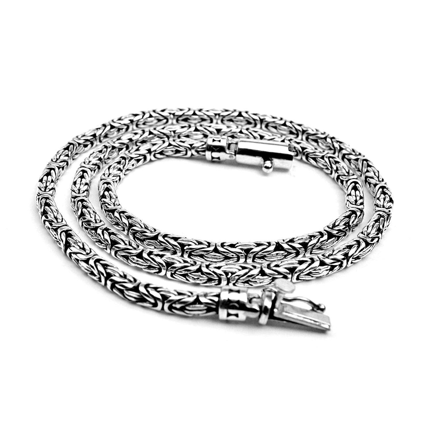 Handmade Solid 925 Sterling Silver BYZANTINE Chain Necklace 4mm ROUND 18"-20" weighs 44-48 Grams - Inspiring Jewellery