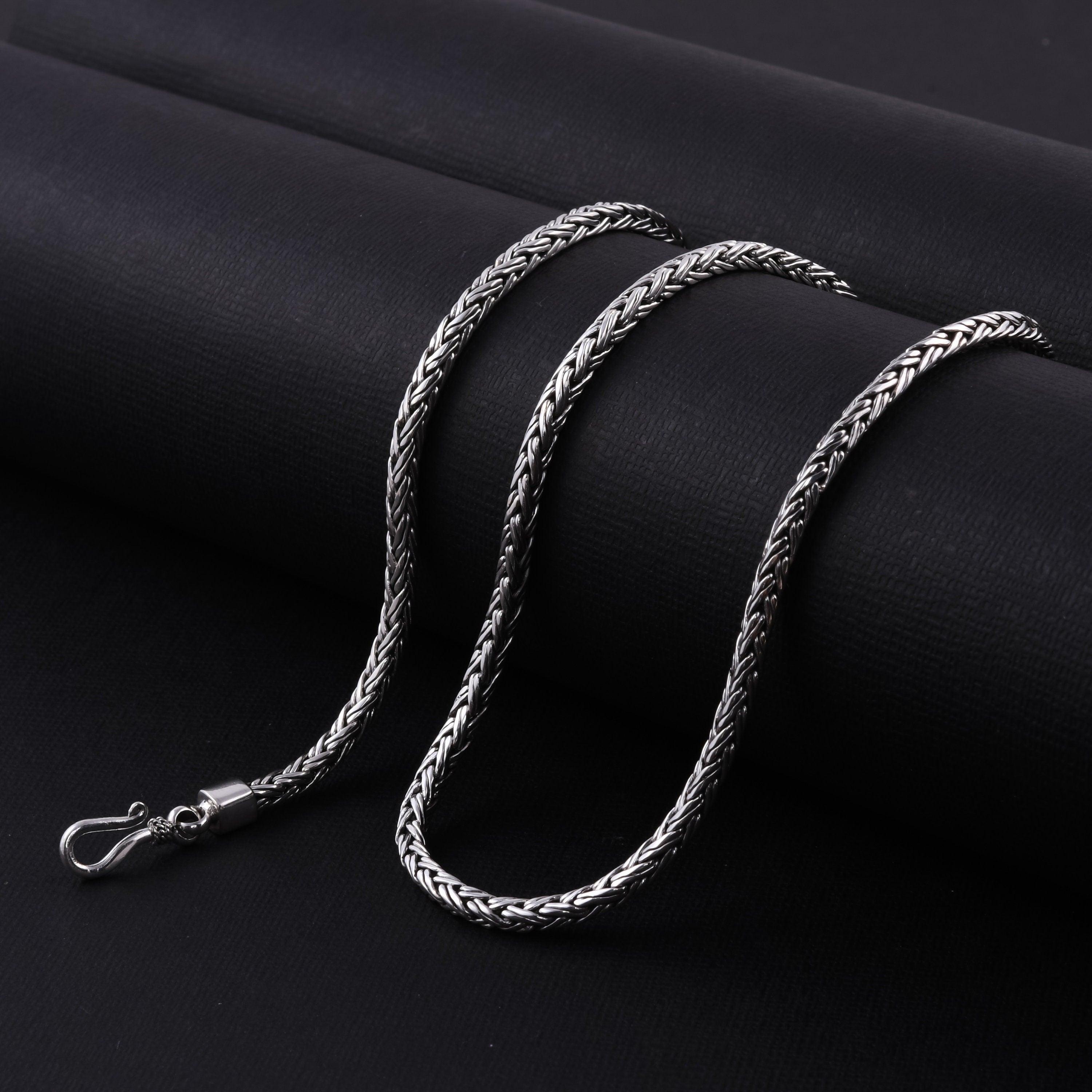 Handmade Wheat Chain Necklace in 925 Sterling Silver 20 Inch mm 31 G