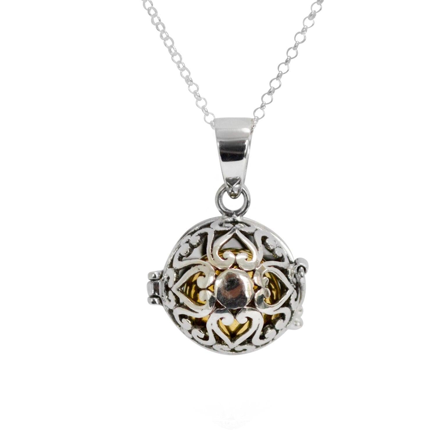 Bola Necklace Pendant in 925 Sterling Silver with Chain, Handmade Harmony Ball, Angel Caller - 2.5 Cm - Inspiring Jewellery