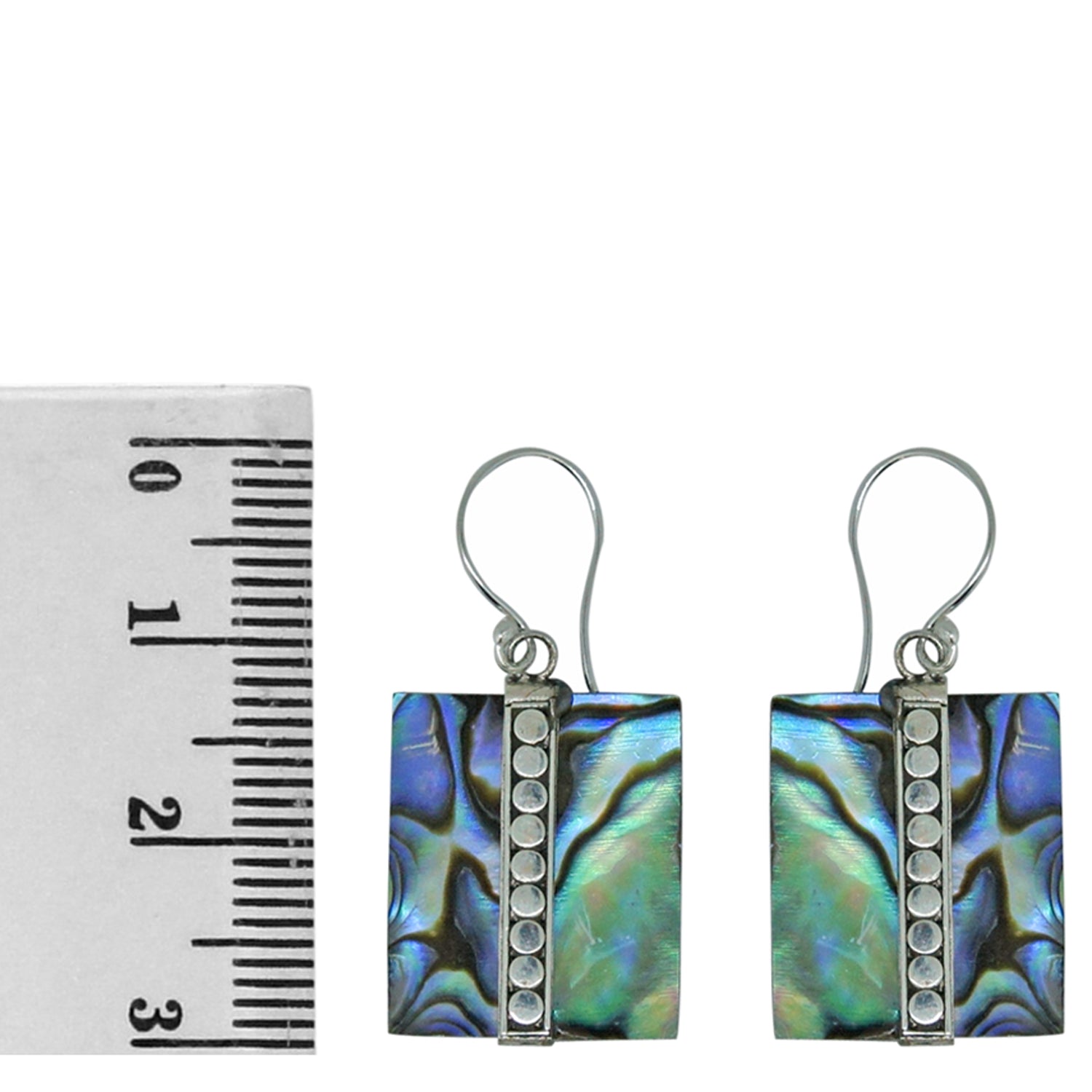 Handcrafted Abalone Shell Designer Earrings in 925 Sterling Silver 32MM Length