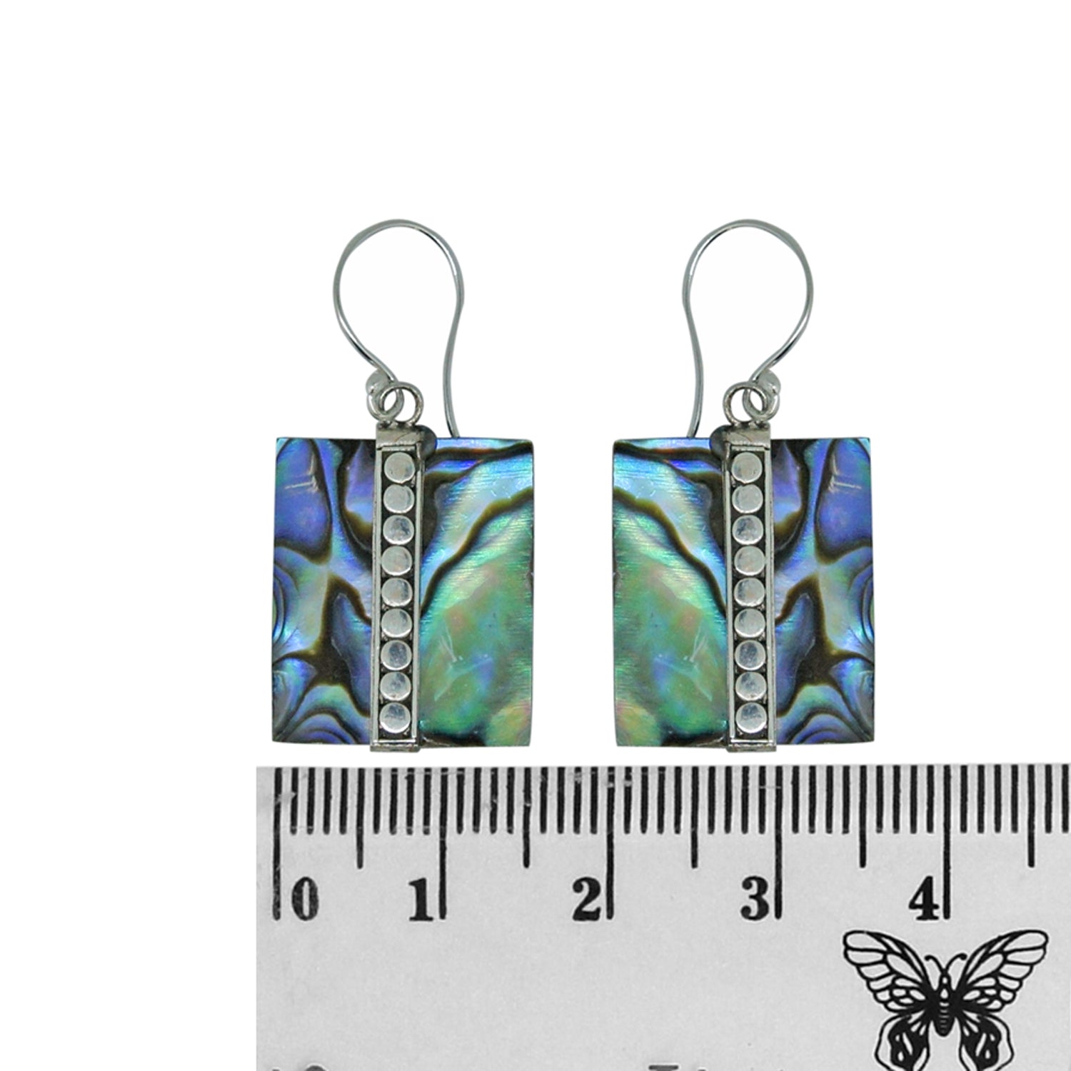 Handcrafted Abalone Shell Designer Earrings in 925 Sterling Silver 32MM Length