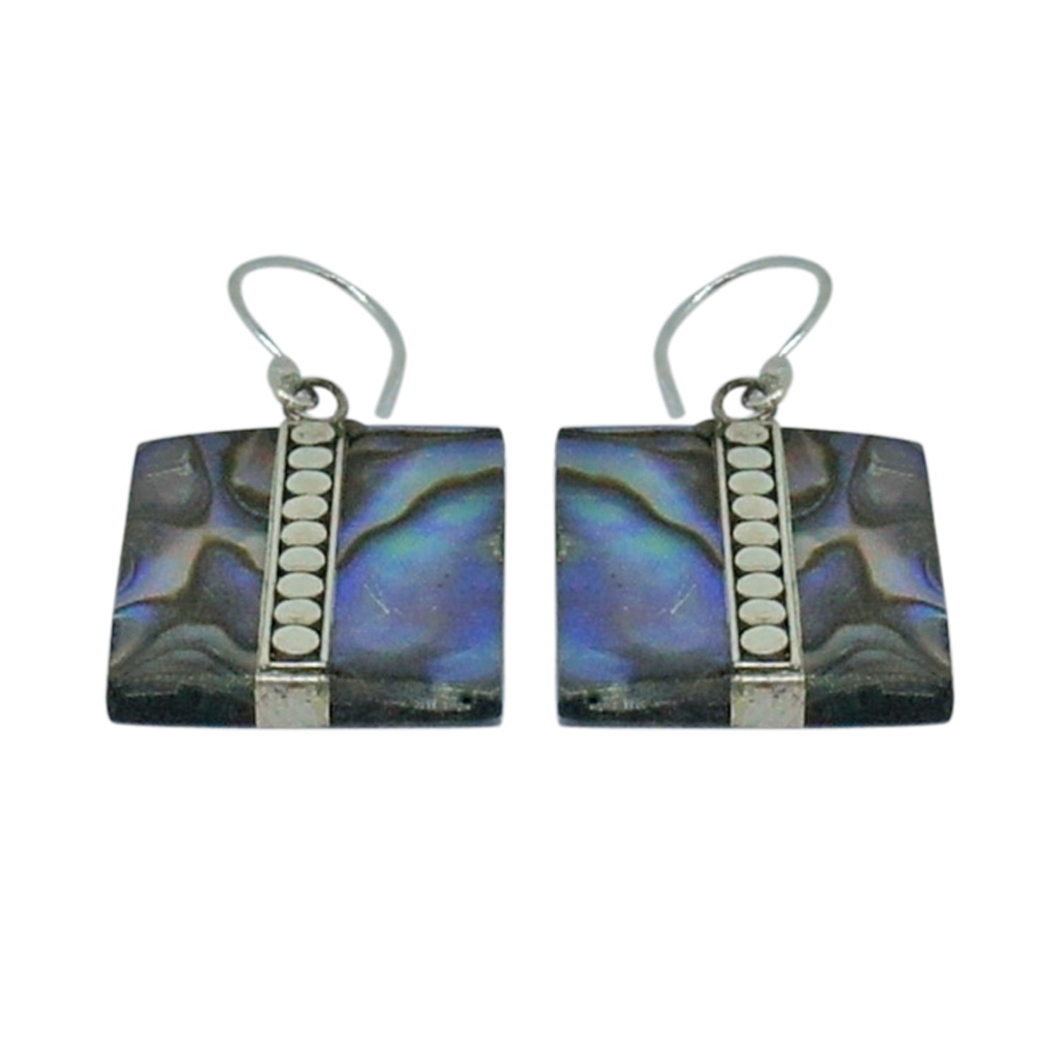 Handcrafted Abalone Shell Designer Earrings in 925 Sterling Silver 32MM Length