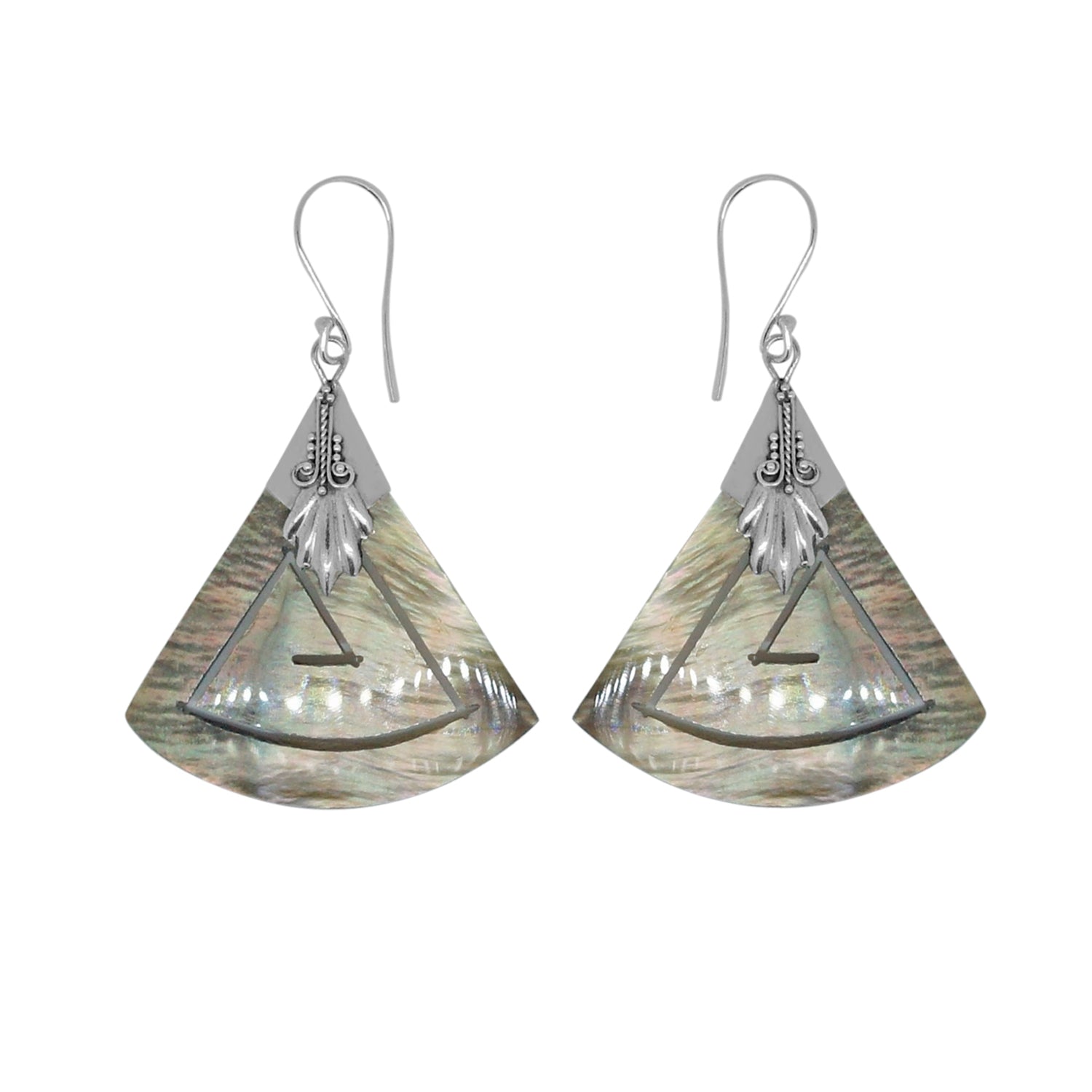 Handcrafted Brown Shell Designer Earrings in 925 Sterling Silver 48 MM Length