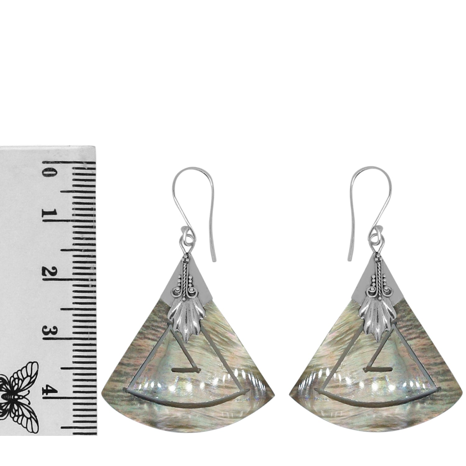 Handcrafted Brown Shell Designer Earrings in 925 Sterling Silver 48 MM Length