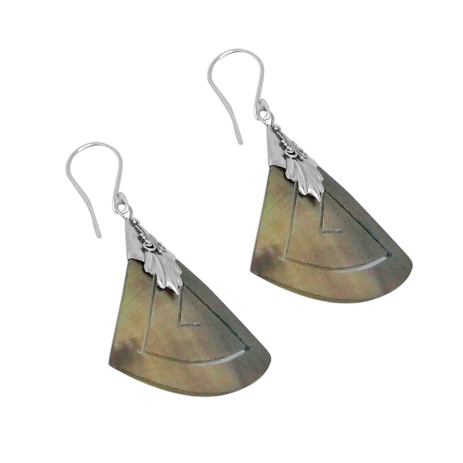 Handcrafted Brown Shell Designer Earrings in 925 Sterling Silver 48 MM Length