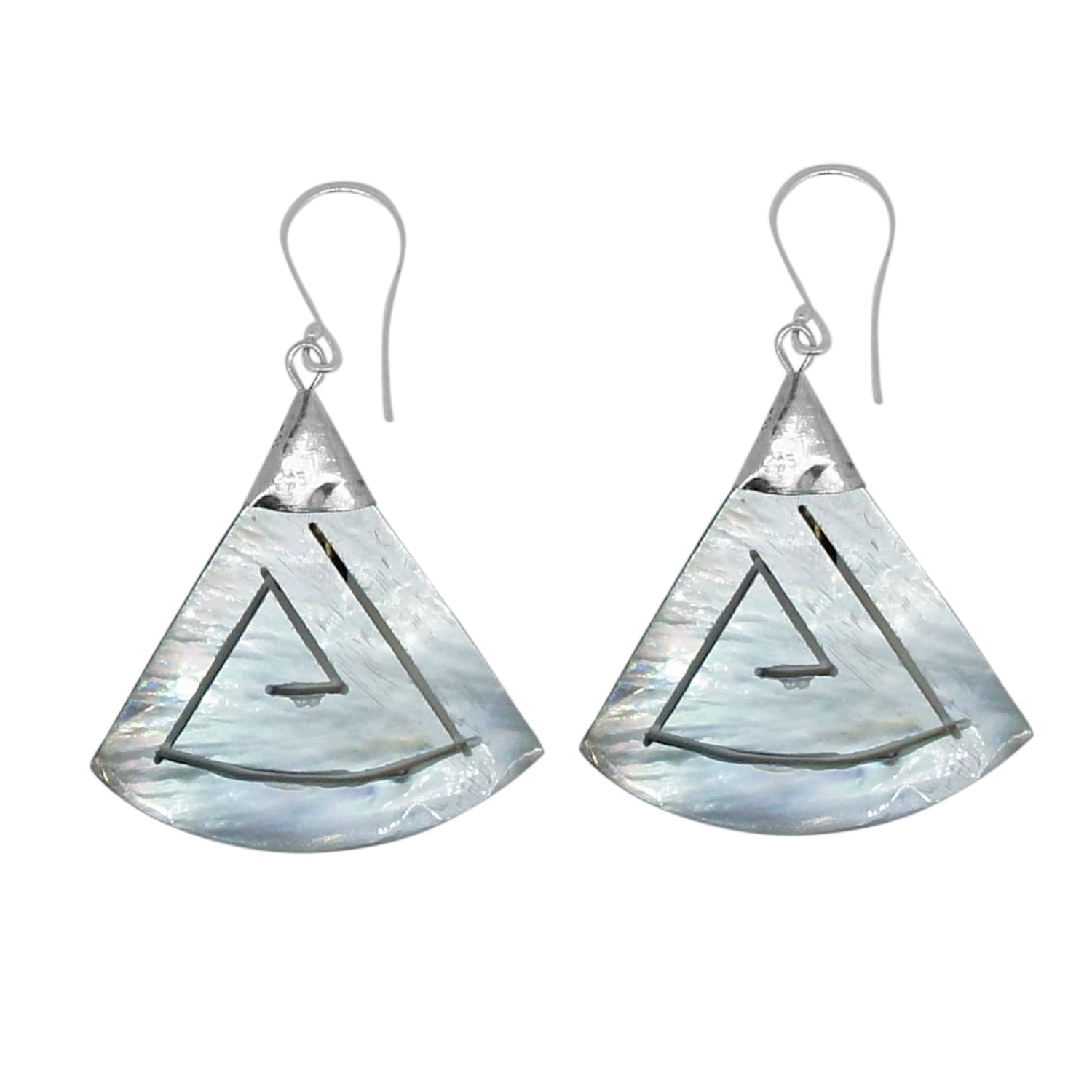 Handcrafted Brown Shell Designer Earrings in 925 Sterling Silver 48 MM Length