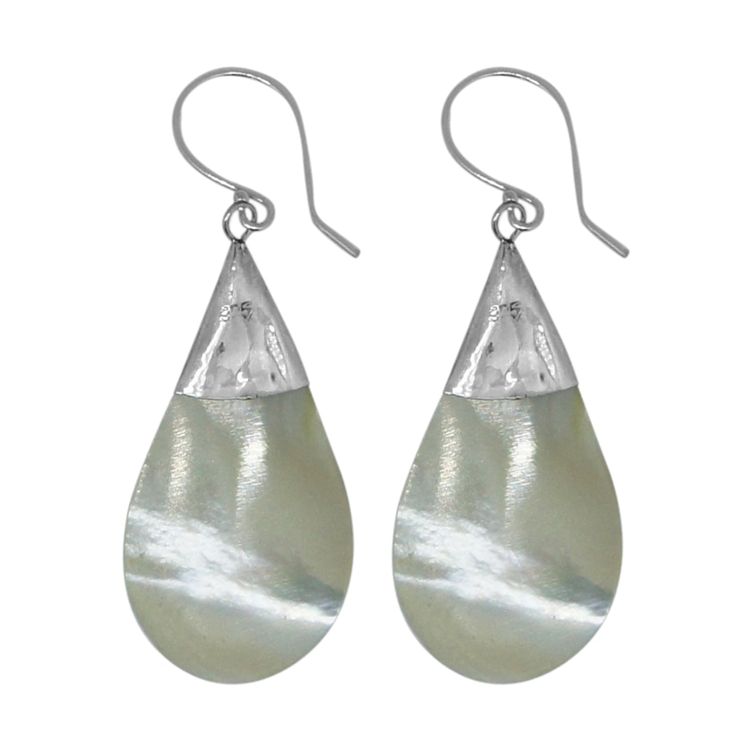 Handcrafted Mother of Pearl Designer Earrings in 925 Sterling Silver 42MM Length