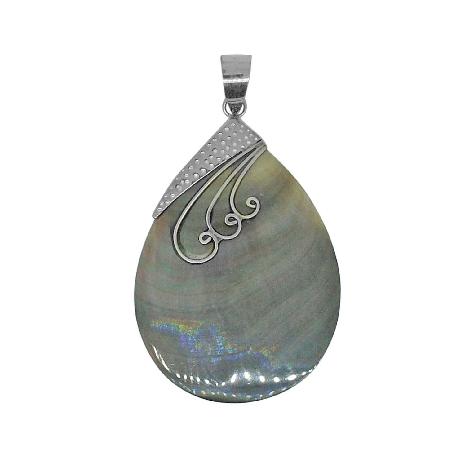 Handcrafted Brown Shell Designer Pendant in 925 Sterling Silver 62 MM Length