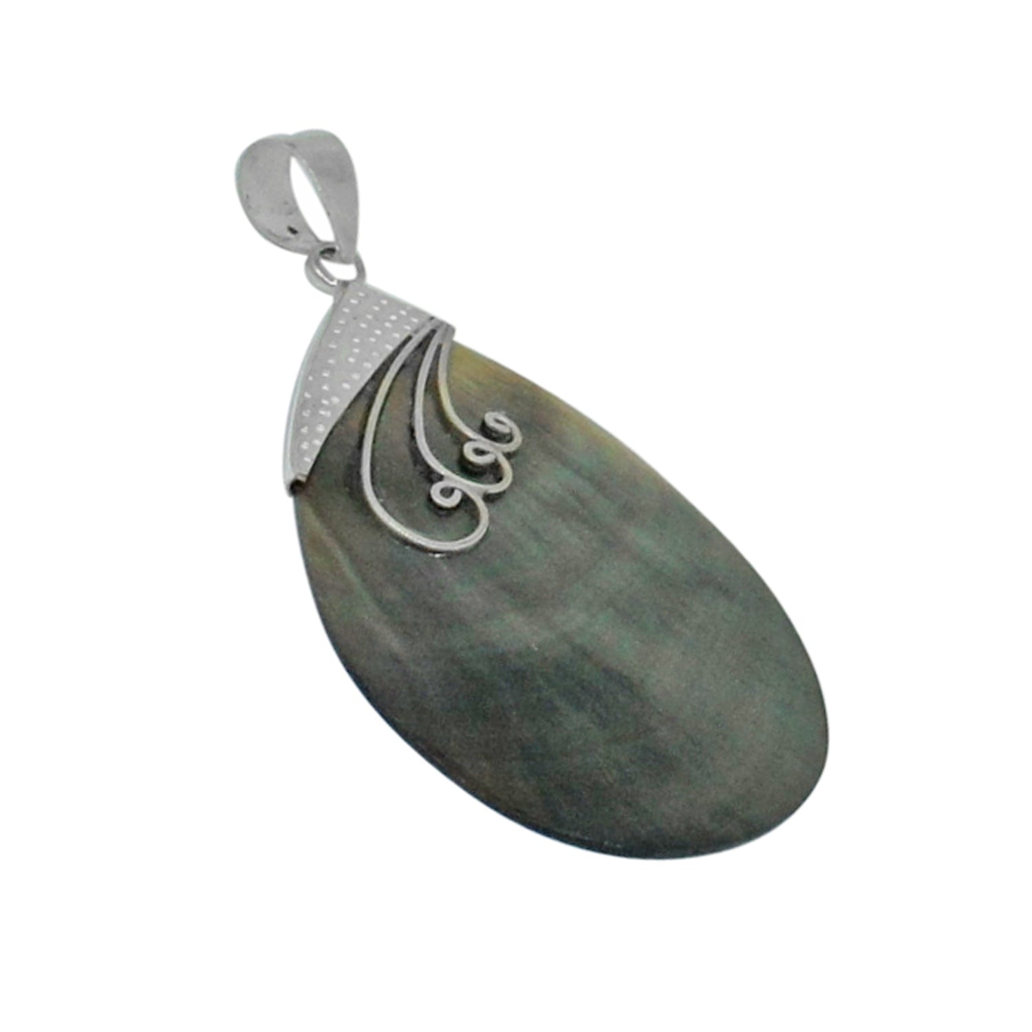 Handcrafted Brown Shell Designer Pendant in 925 Sterling Silver 62 MM Length
