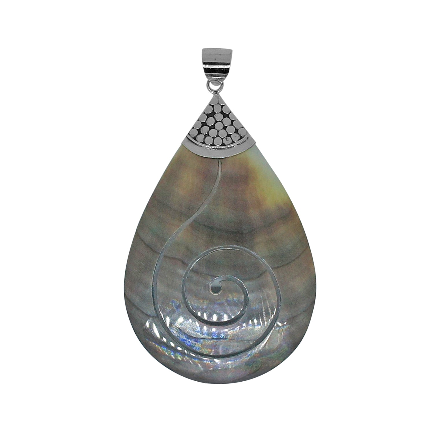 Handcrafted Brown Shell Designer Pendant in 925 Sterling Silver 80 MM Length