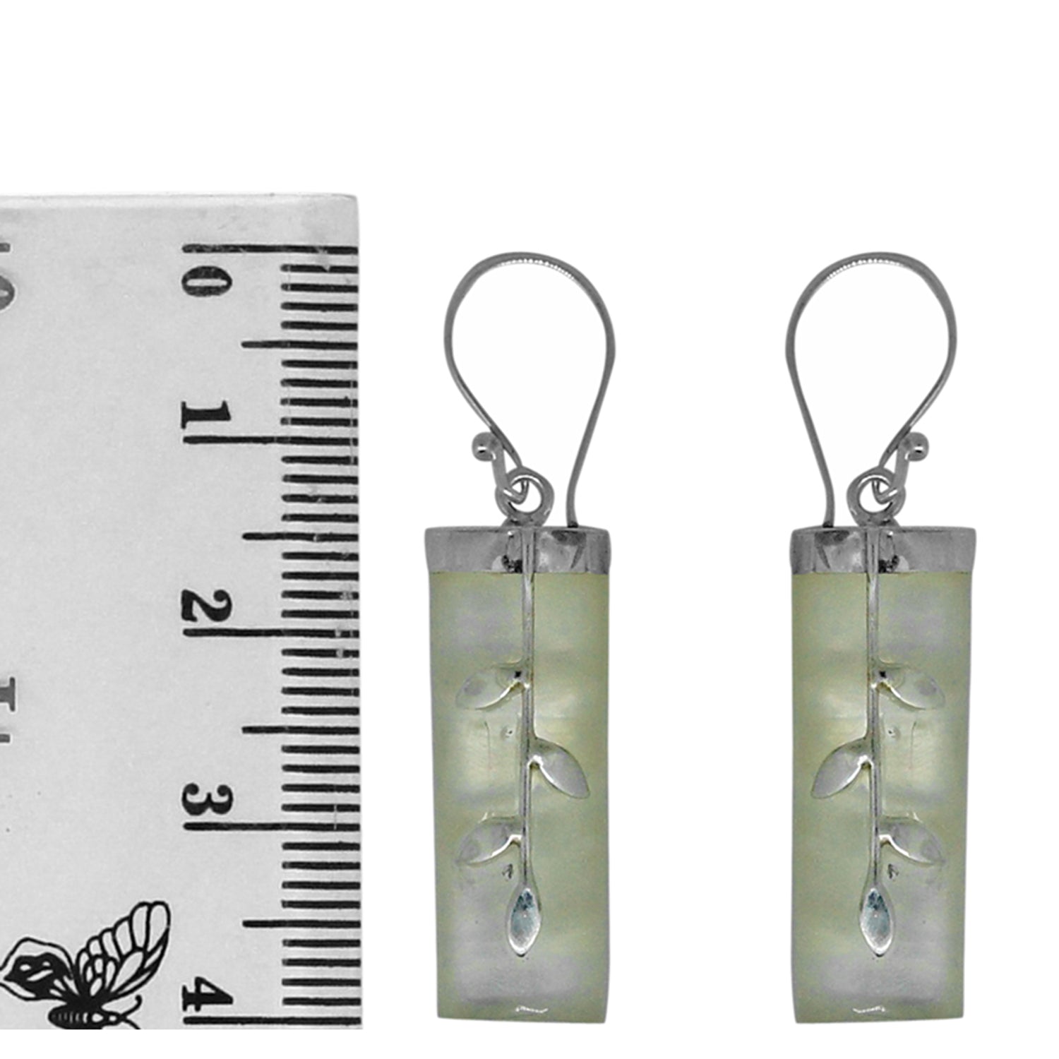 Handcrafted Mother of Pearl Designer Earrings in 925 Sterling Silver 38MM Length