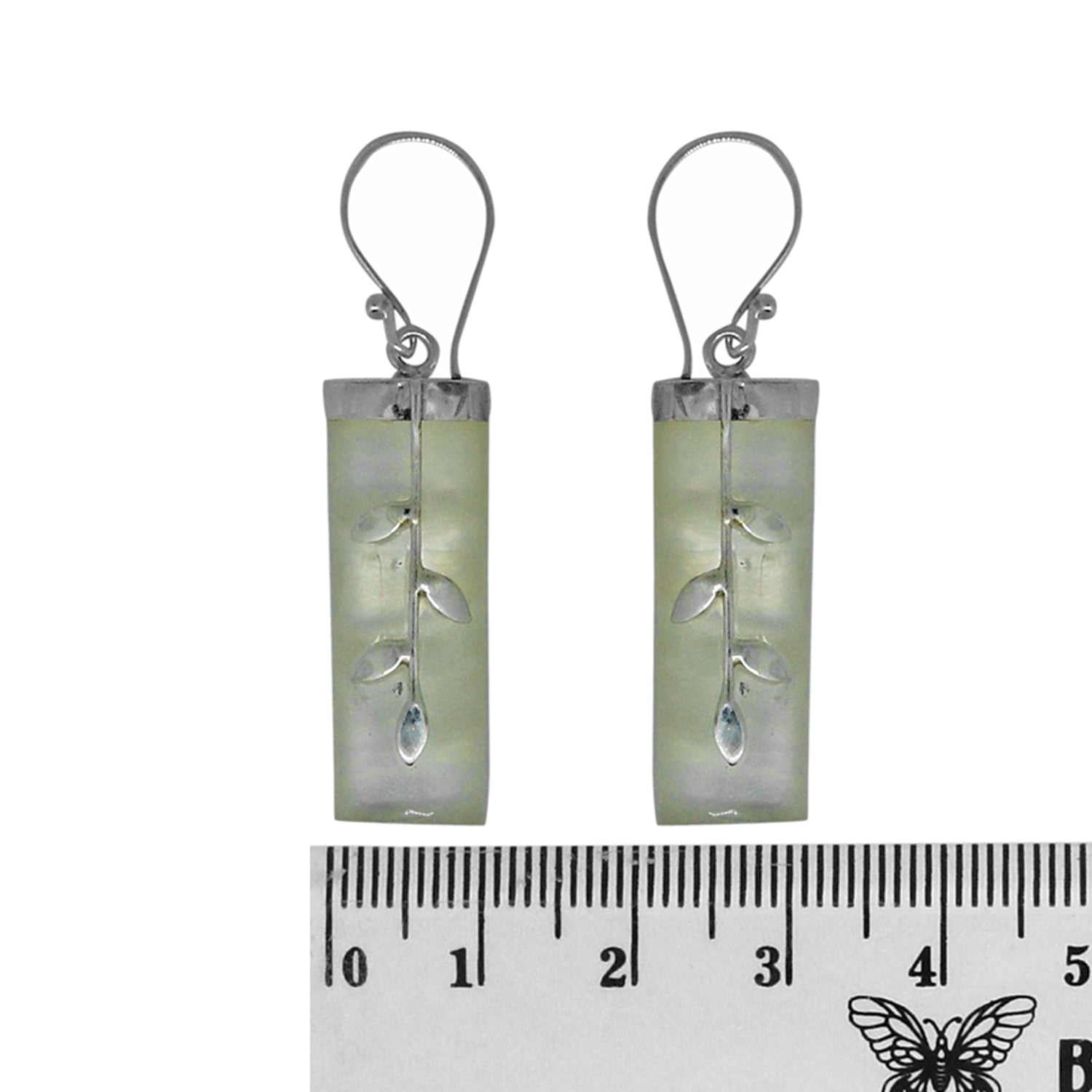 Handcrafted Mother of Pearl Designer Earrings in 925 Sterling Silver 38MM Length