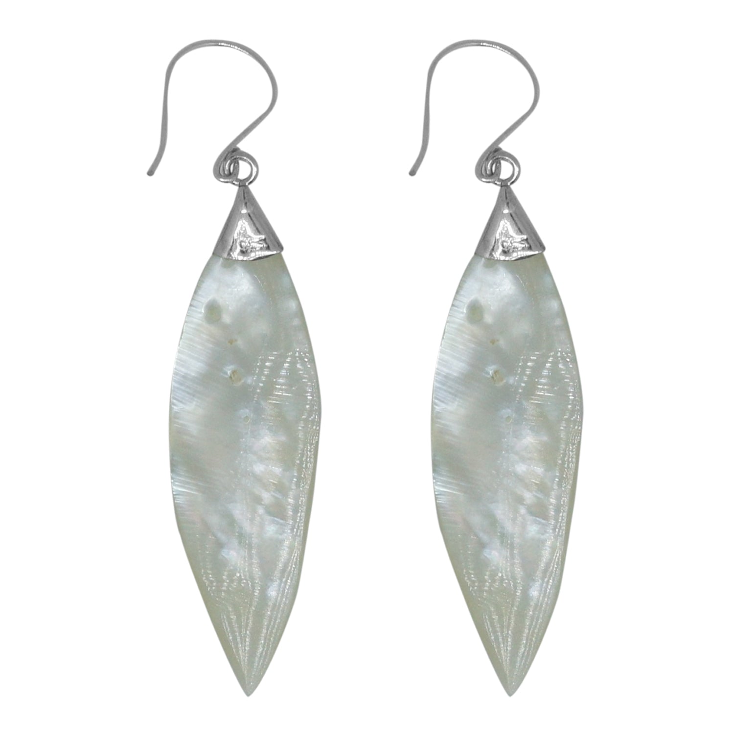Handcrafted Mother of Pearl Designer Earrings in 925 Sterling Silver 57MM Length