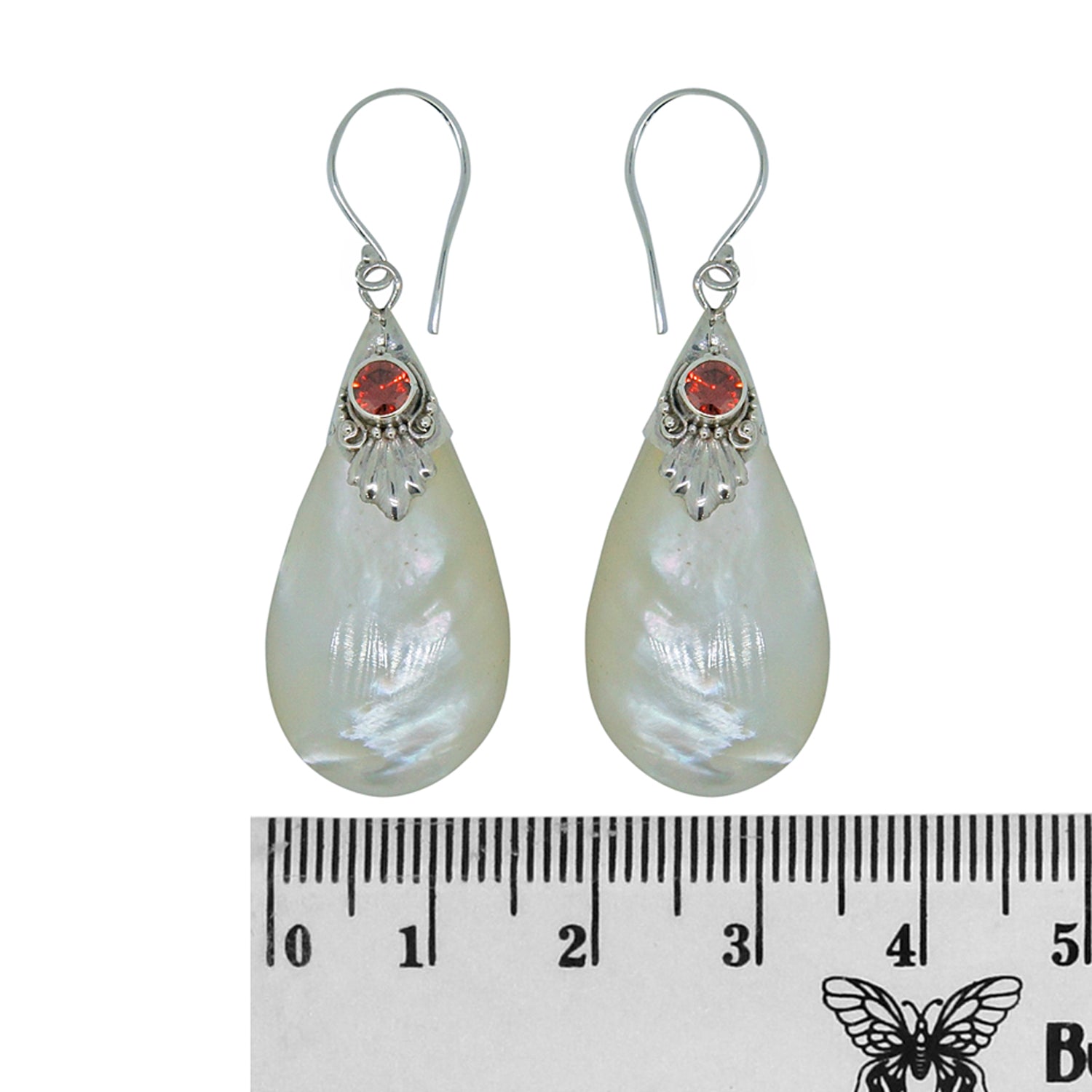 Handcrafted Mother of Pearl Designer Earrings in 925 Sterling Silver 39MM Length