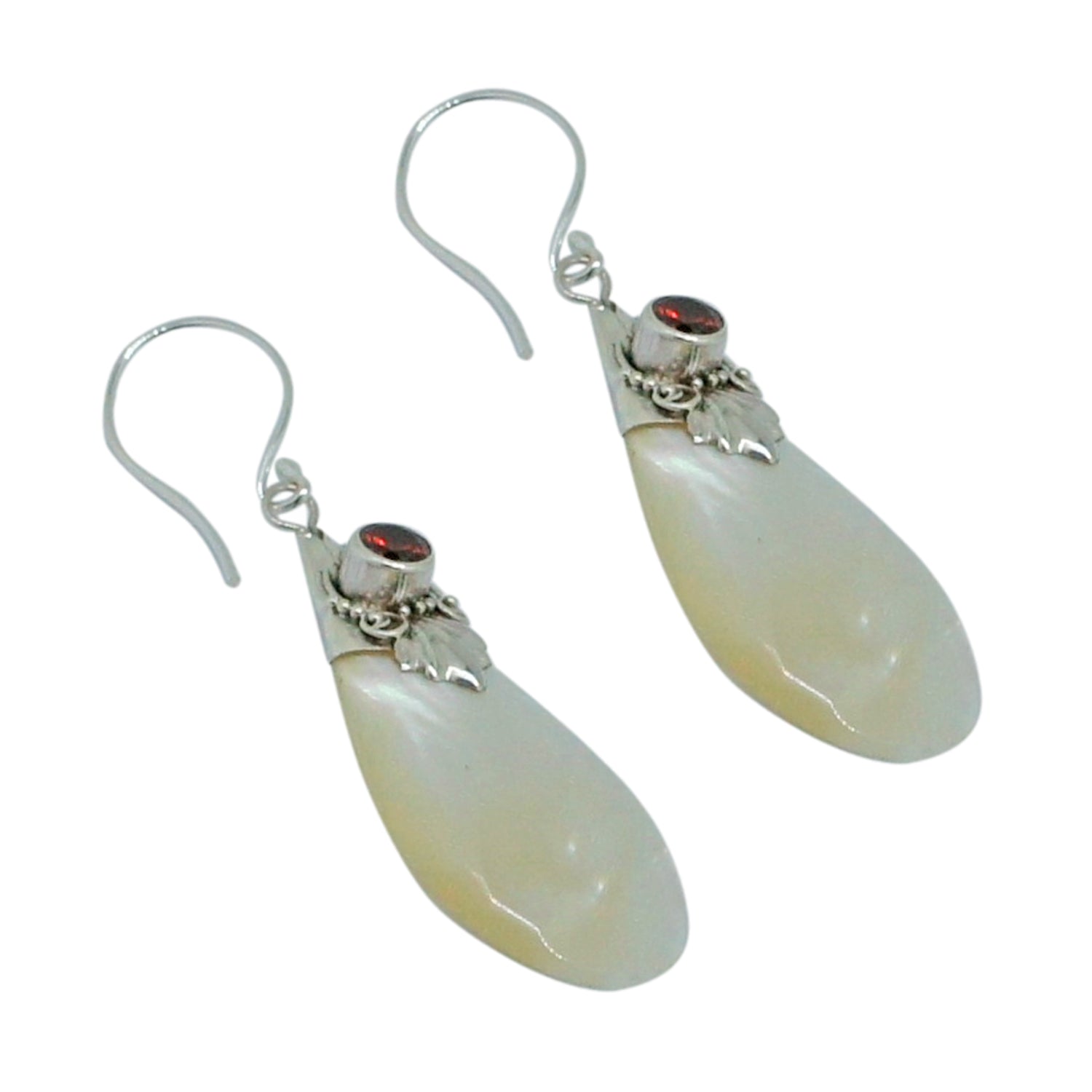 Handcrafted Mother of Pearl Designer Earrings in 925 Sterling Silver 39MM Length
