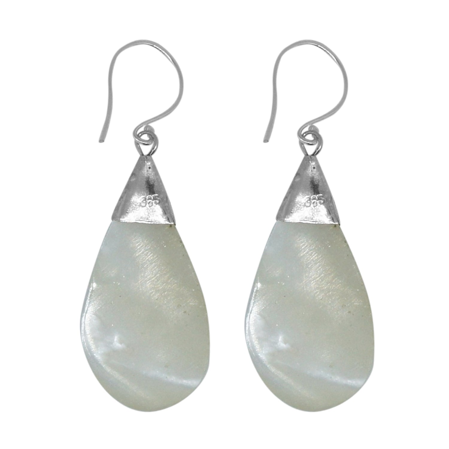 Handcrafted Mother of Pearl Designer Earrings in 925 Sterling Silver 39MM Length