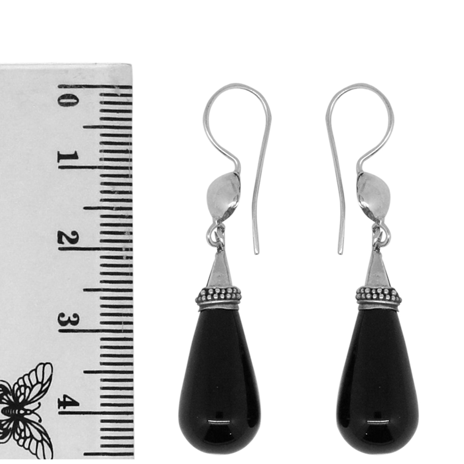 DESIGNER BLACK ONYX Gemstone Drop Dangle Earrings in 925 Sterling Silver