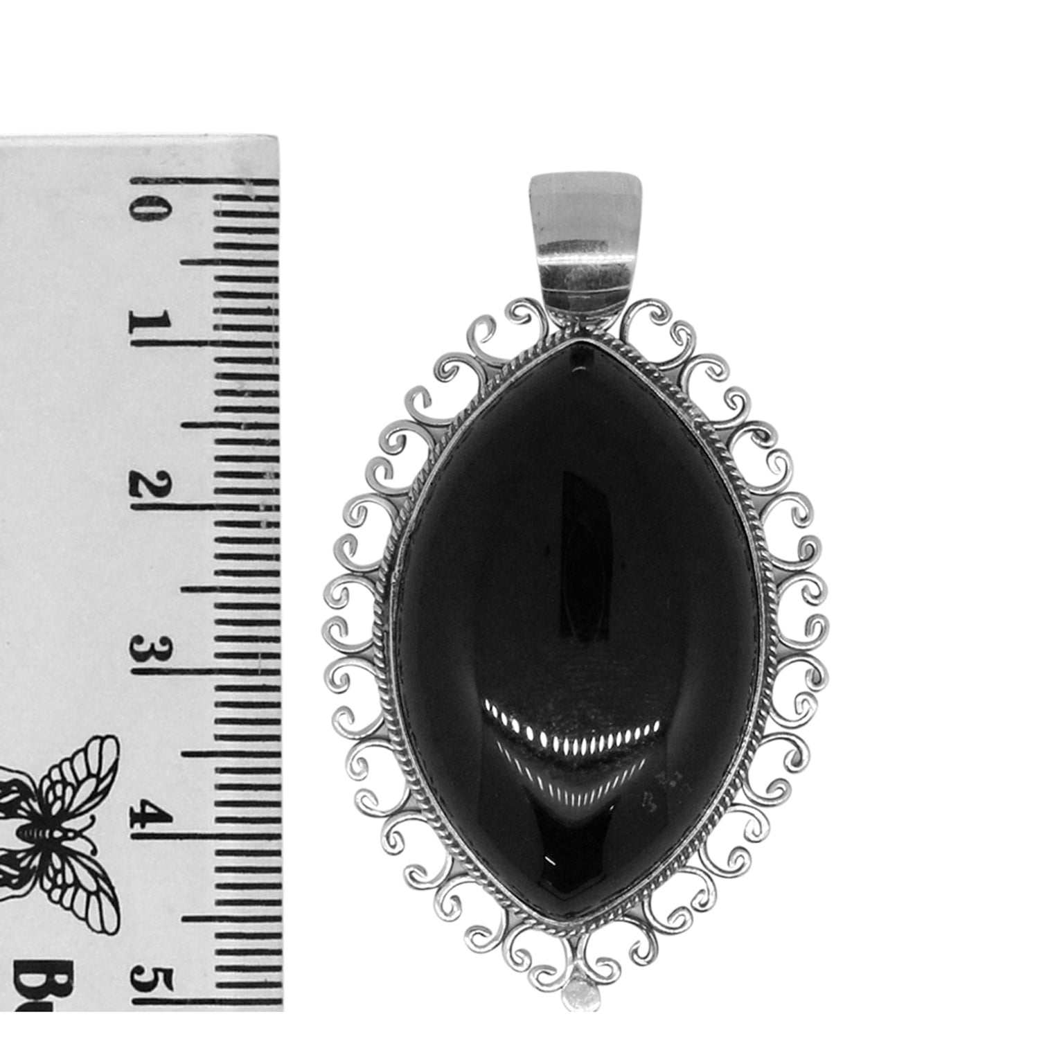 DESIGNER BLACK ONYX Gemstone Pendant in 925 Sterling Silver
