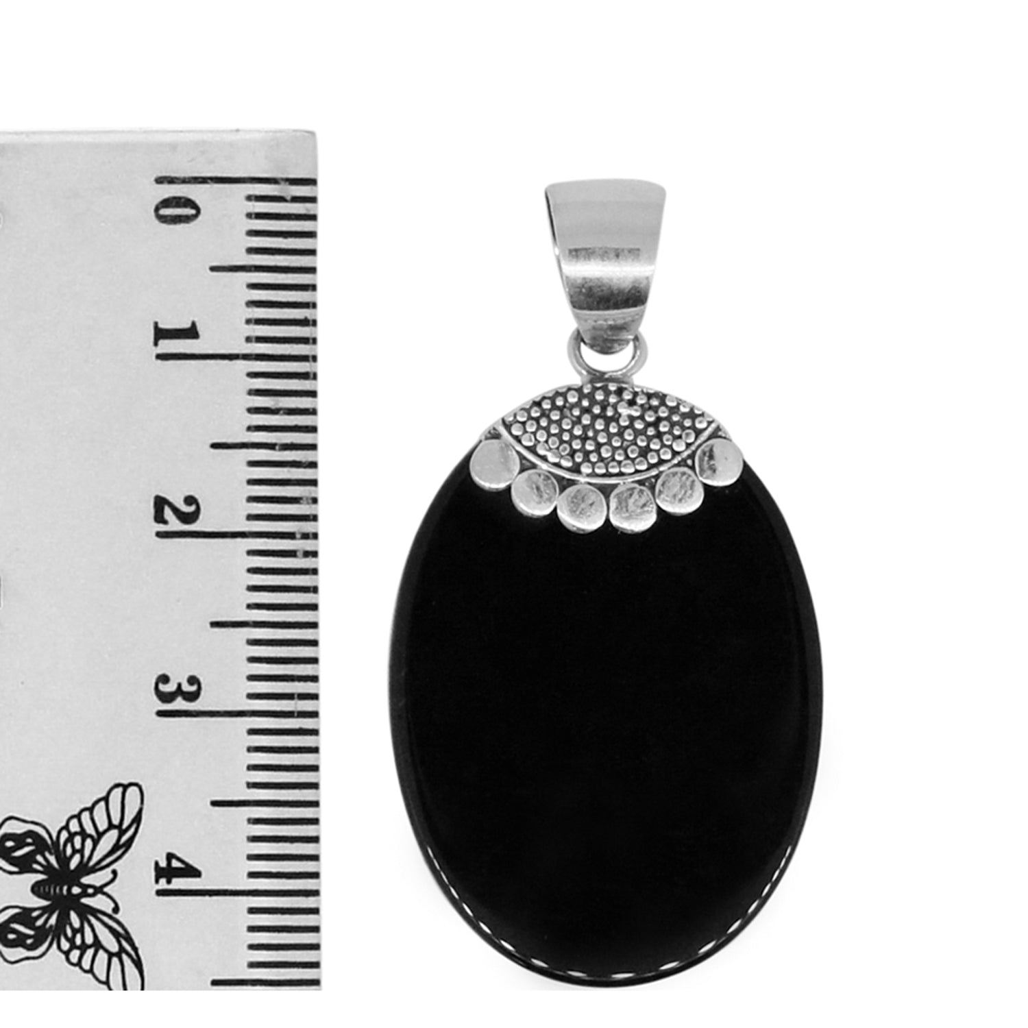 DESIGNER BLACK ONYX Gemstone Pendant in 925 Sterling Silver