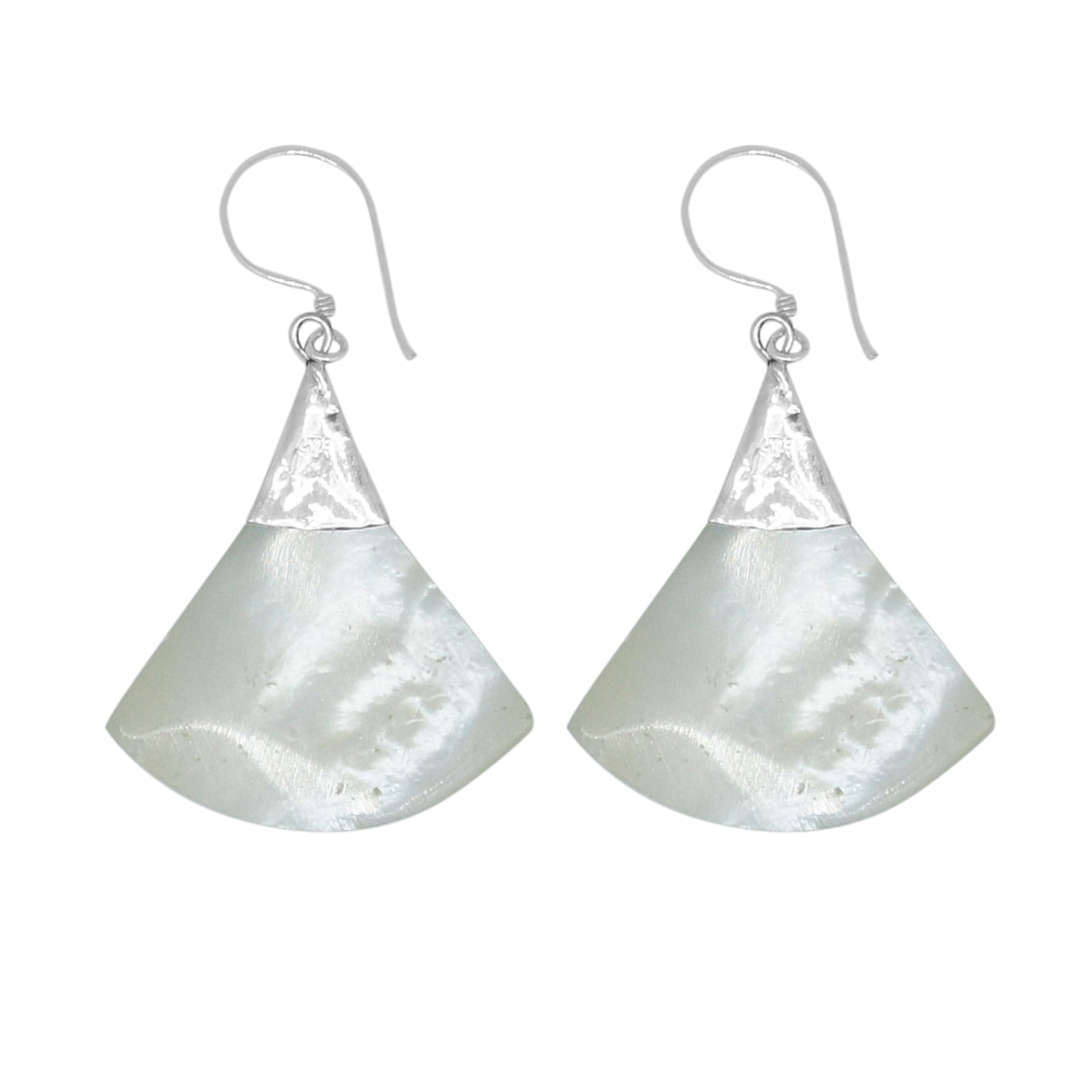 Handcrafted Mother of Pearl Designer Earrings in 925 Sterling Silver 44MM Length