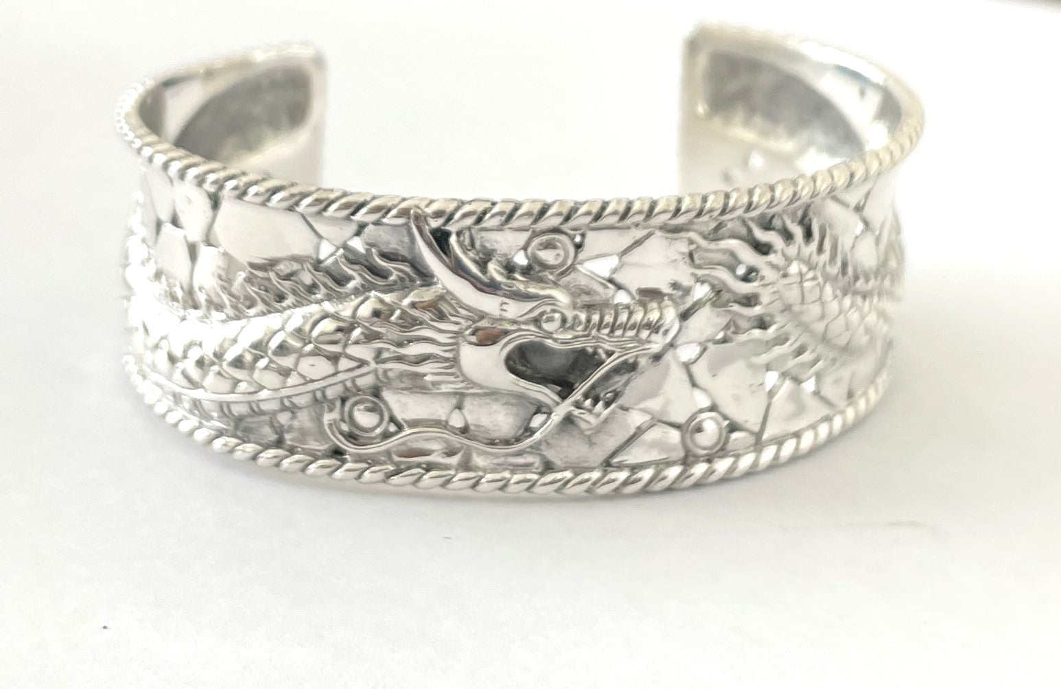Dragon CUFF BANGLE BRACELET in SOLID 925 Sterling Silver 35.80 Grams
