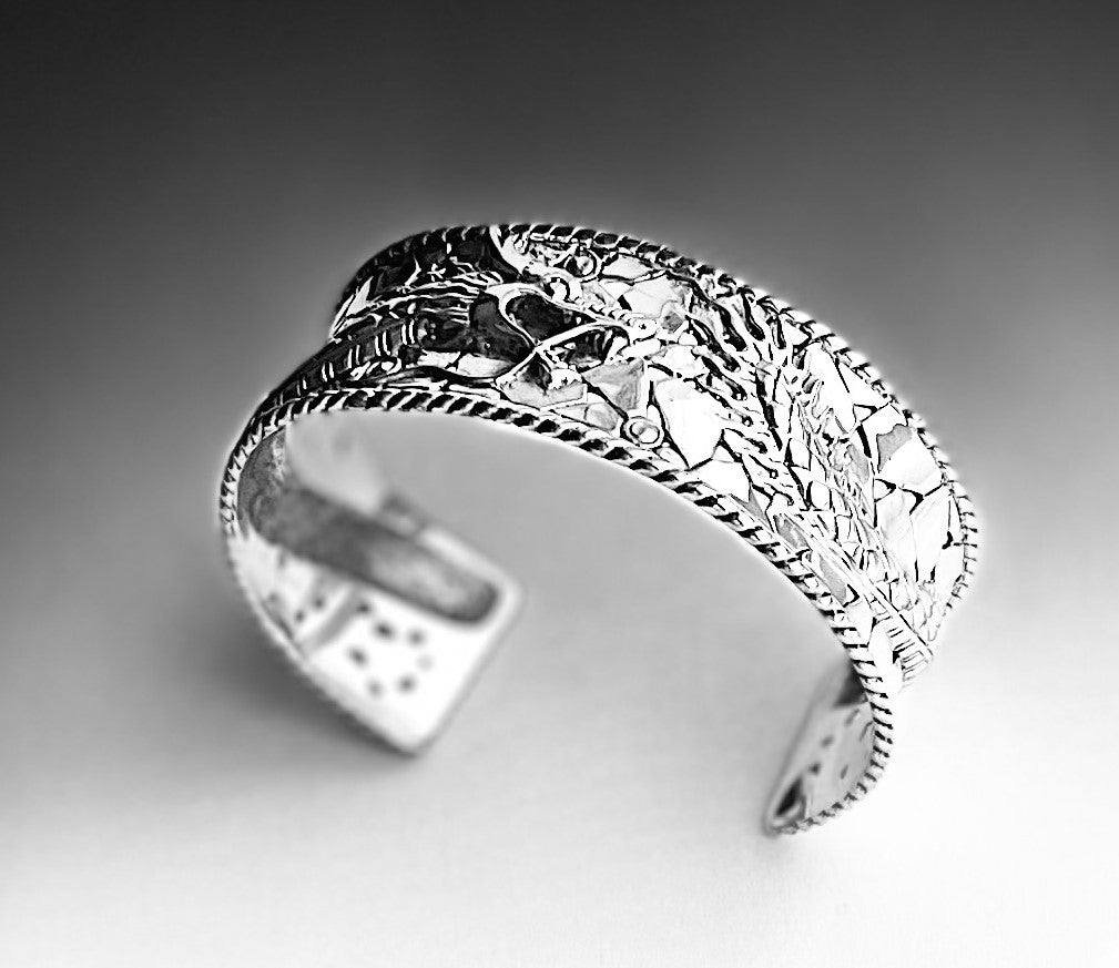 Dragon CUFF BANGLE BRACELET in SOLID 925 Sterling Silver 35.80 Grams