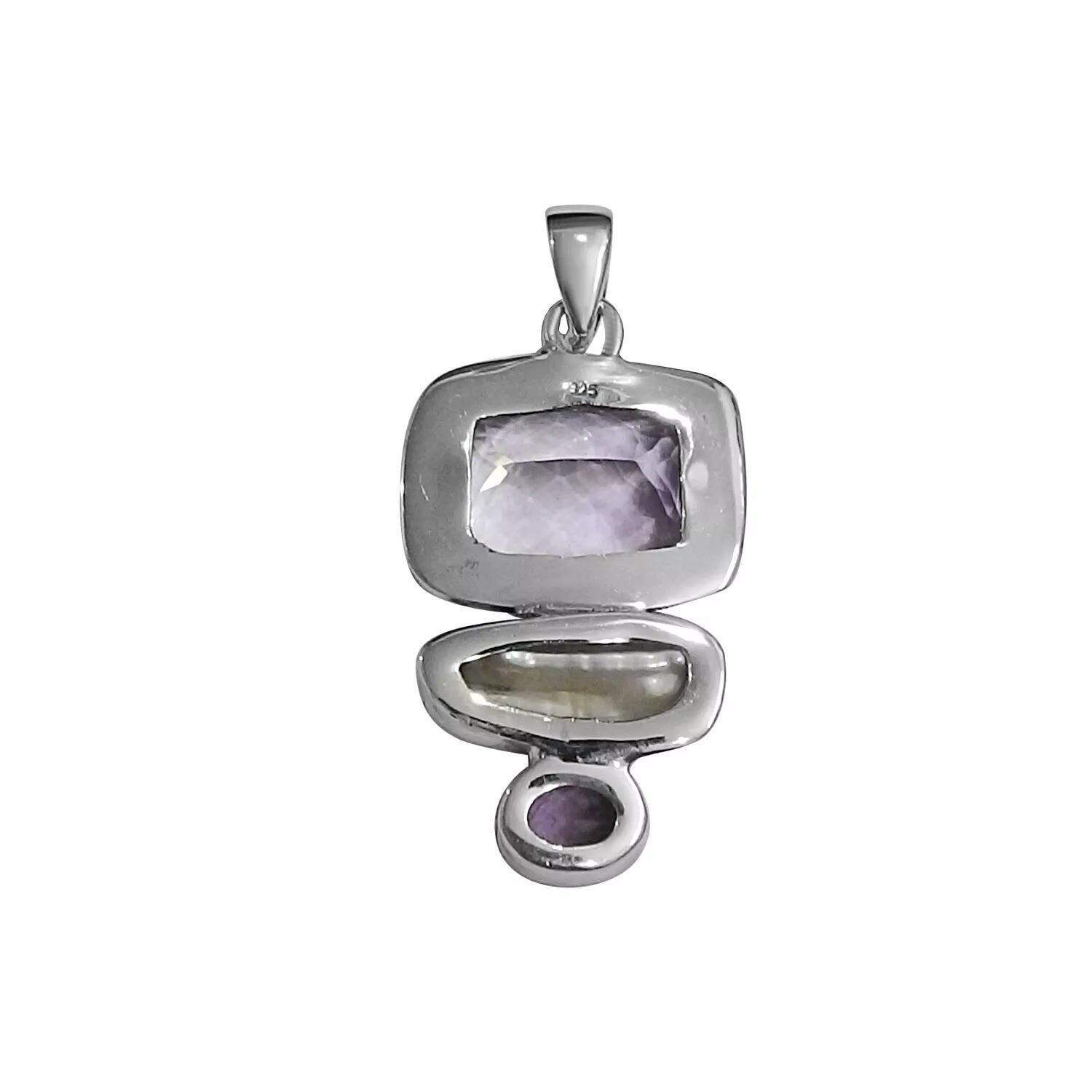 Amethyst Statement Pendant Biwa Pearl in Solid 925 Sterling Silver - 5 cm