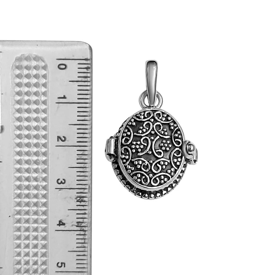 Silver Locket Pendant - Prayer Message Locket Necklace - 925 Sterling Silver