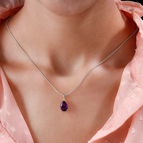 Amethyst Pendant Necklace, Amethyst Teardrop Pendant, February Birthstone Necklace, 925 Sterling Silver, Amethyst Gold Necklace, Gift
