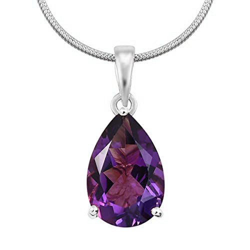 Amethyst Pendant Necklace, Amethyst Teardrop Pendant, February Birthstone Necklace, 925 Sterling Silver, Amethyst Gold Necklace, Gift