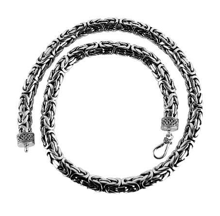 CHUNKY MENS Handmade Solid Sterling Silver 10 mm BYZANTINE Chain Necklace 20 Inches