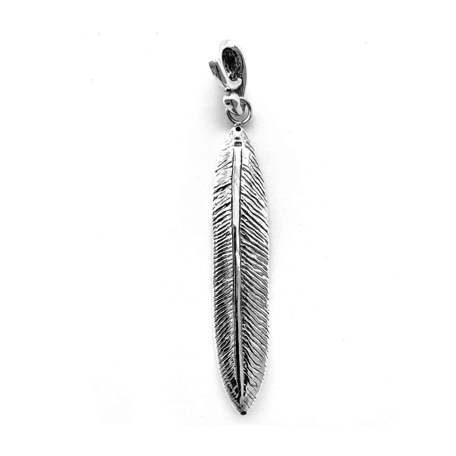 Sterling Silver LEAF Pendant LONG in 925 Silver Handmade in Bali