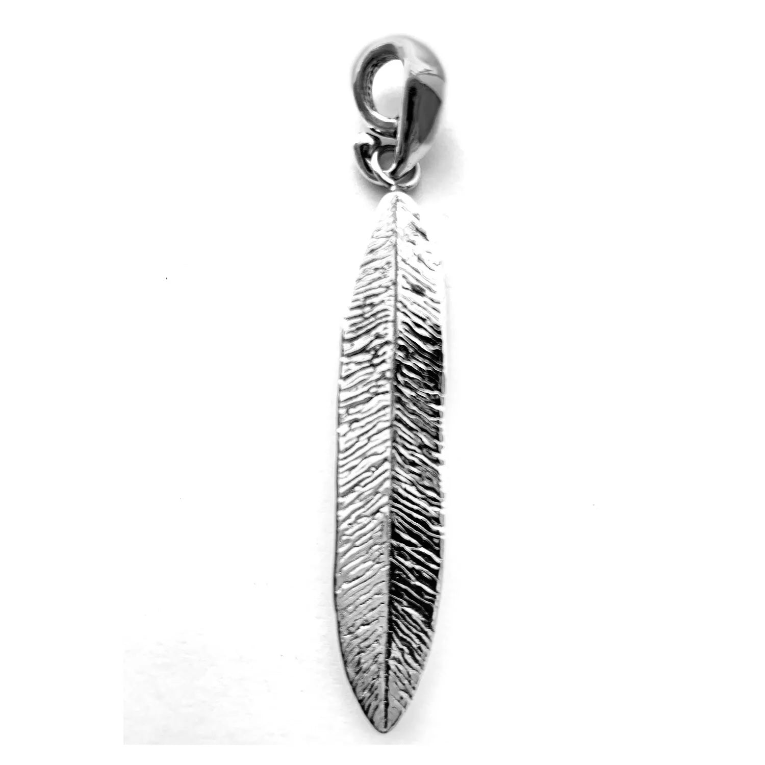 Sterling Silver LEAF Pendant LONG in 925 Silver Handmade in Bali