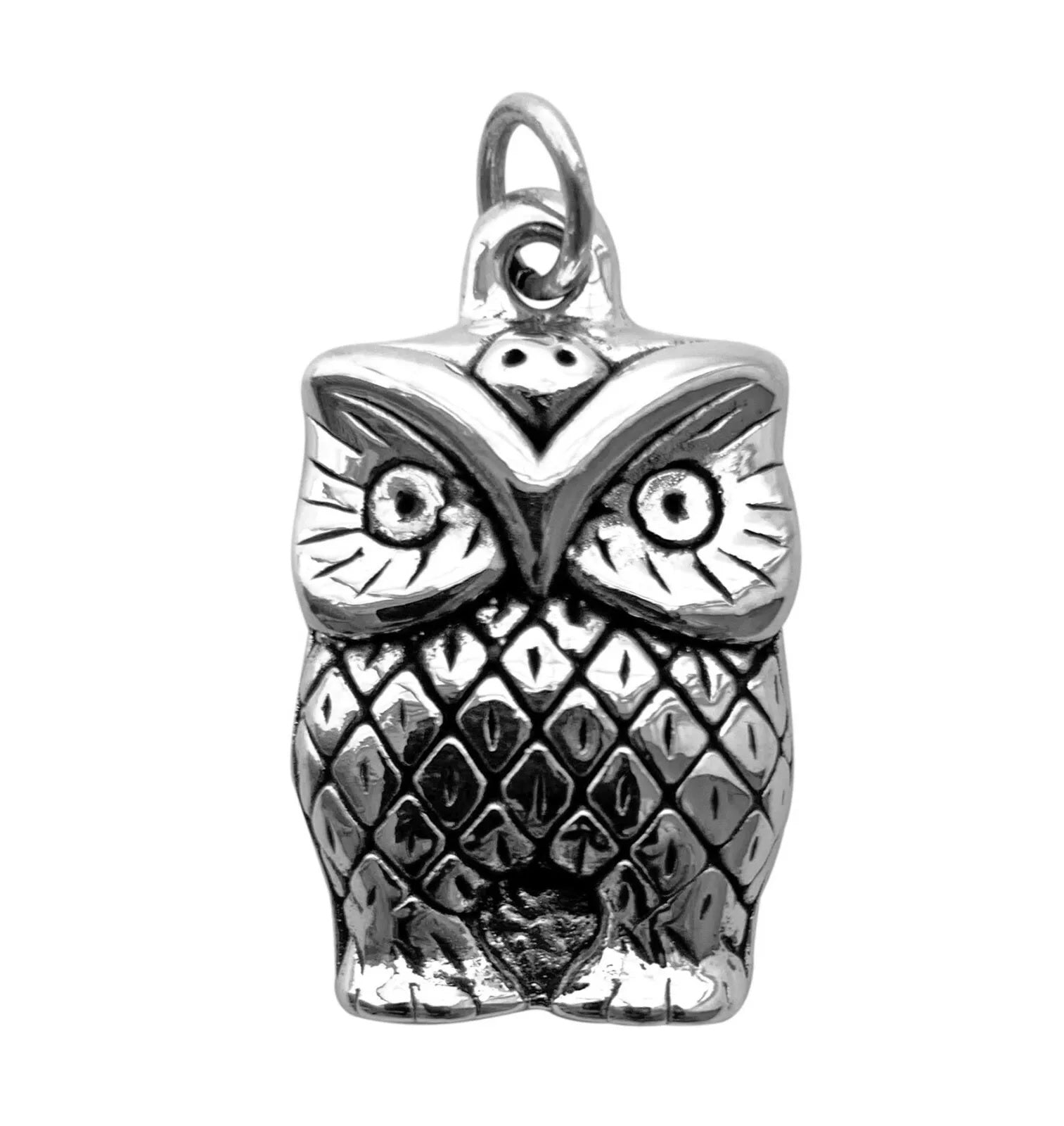 Silver OWL Pendant in 925 Sterling with Chain Bird Wisdom Charm