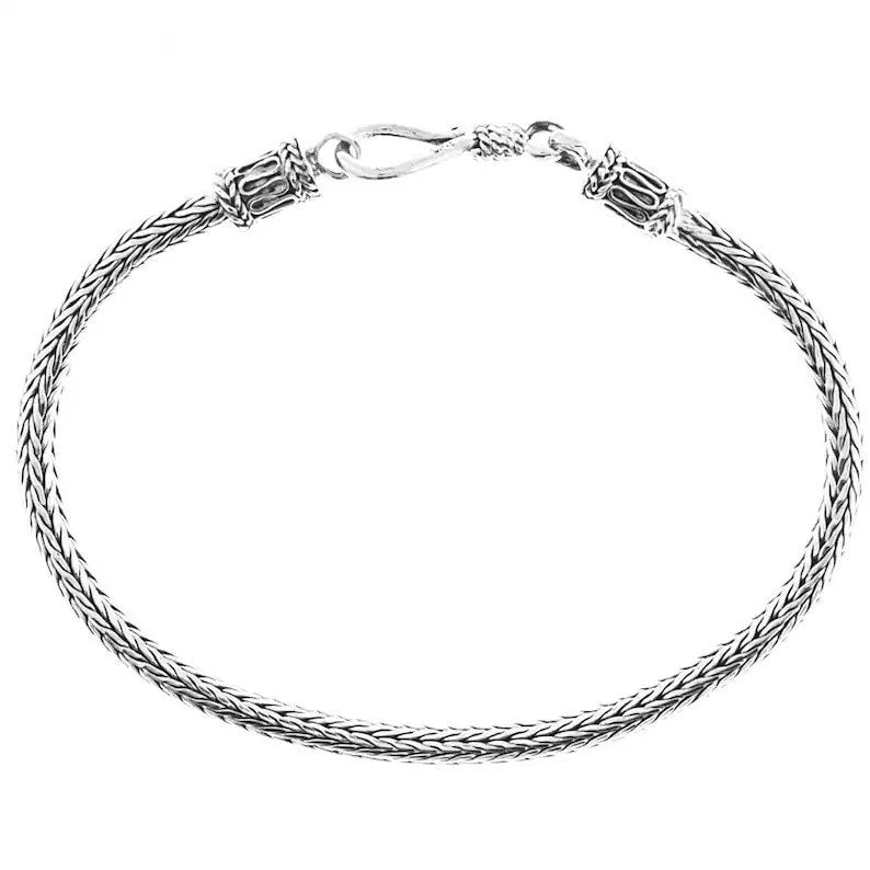Bali SNAKE CHAIN Bracelet 3 MM Handmade in Solid 925 Sterling Silver Tulang Naga