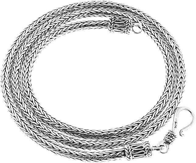 Handmade SNAKE CHAIN NECKLACE 3 mm in Solid 925 Sterling Silver Bali Tulang Naga