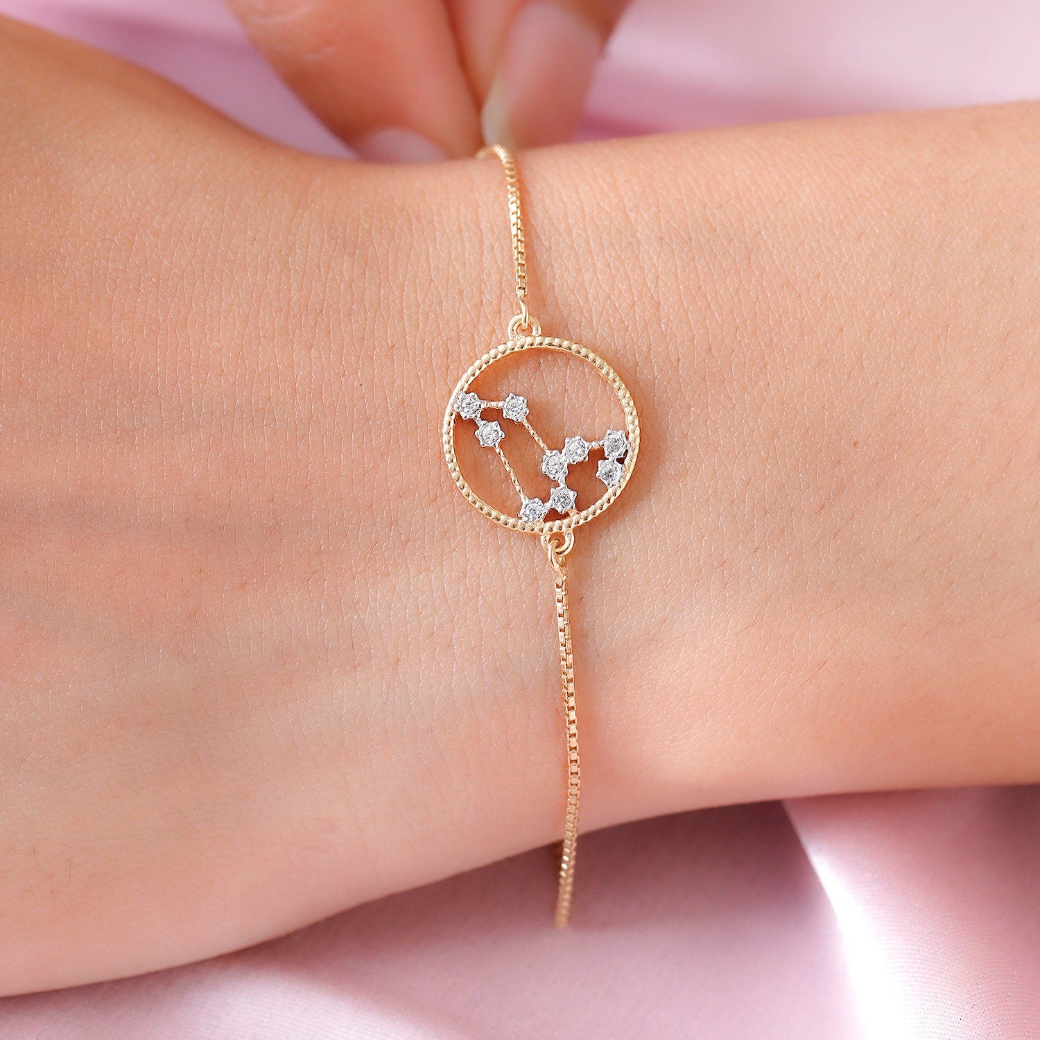 Genuine Leo Constellation 925 Silver Bracelet Star Sign Bracelet A
