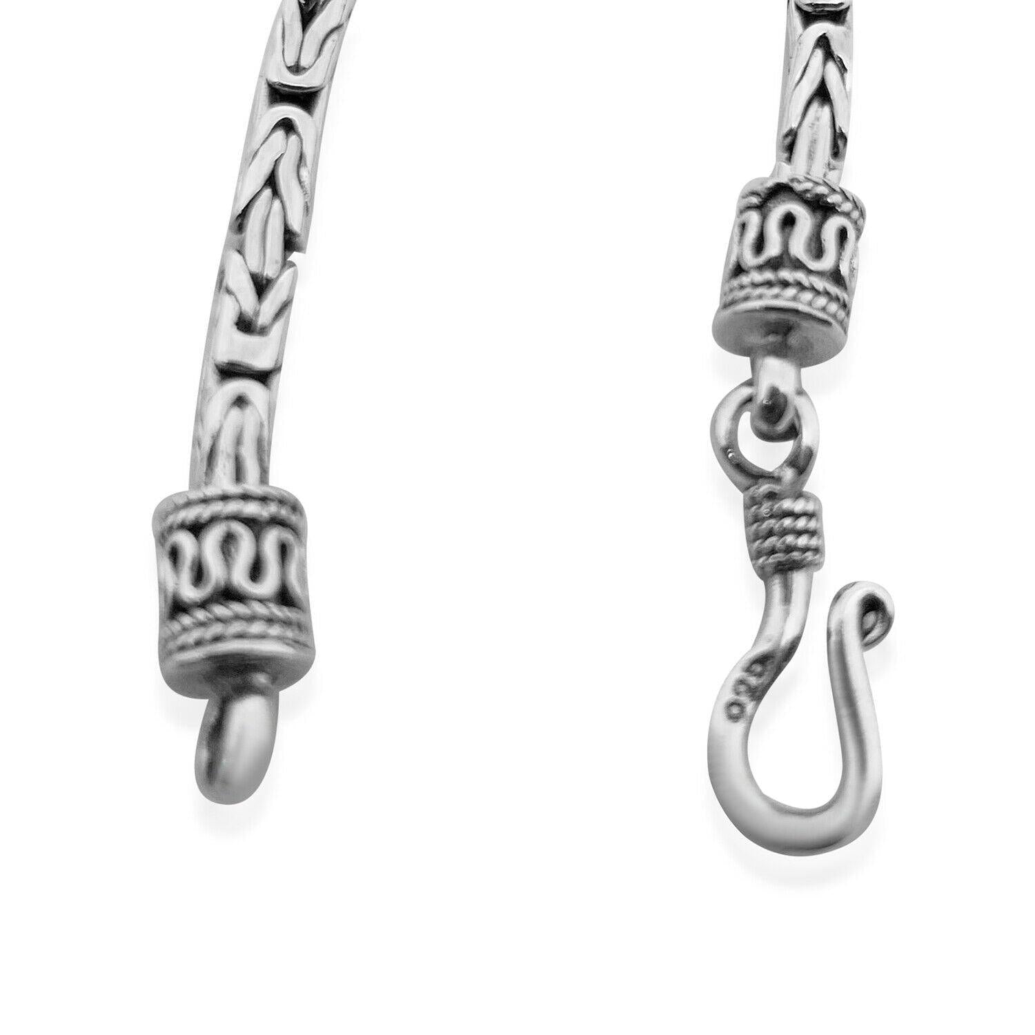 Handmade 2.5 mm Solid 925 Sterling Silver Balinese BYZANTINE Borobudur Link Chain Necklace Oxidized 18, 24, 30 and 36 inches - Inspiring Jewellery