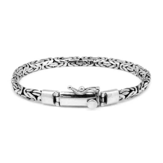 Balinese Sterling Silver 4 mm Oxidised Byzantine Bracelet - Inspiring Jewellery