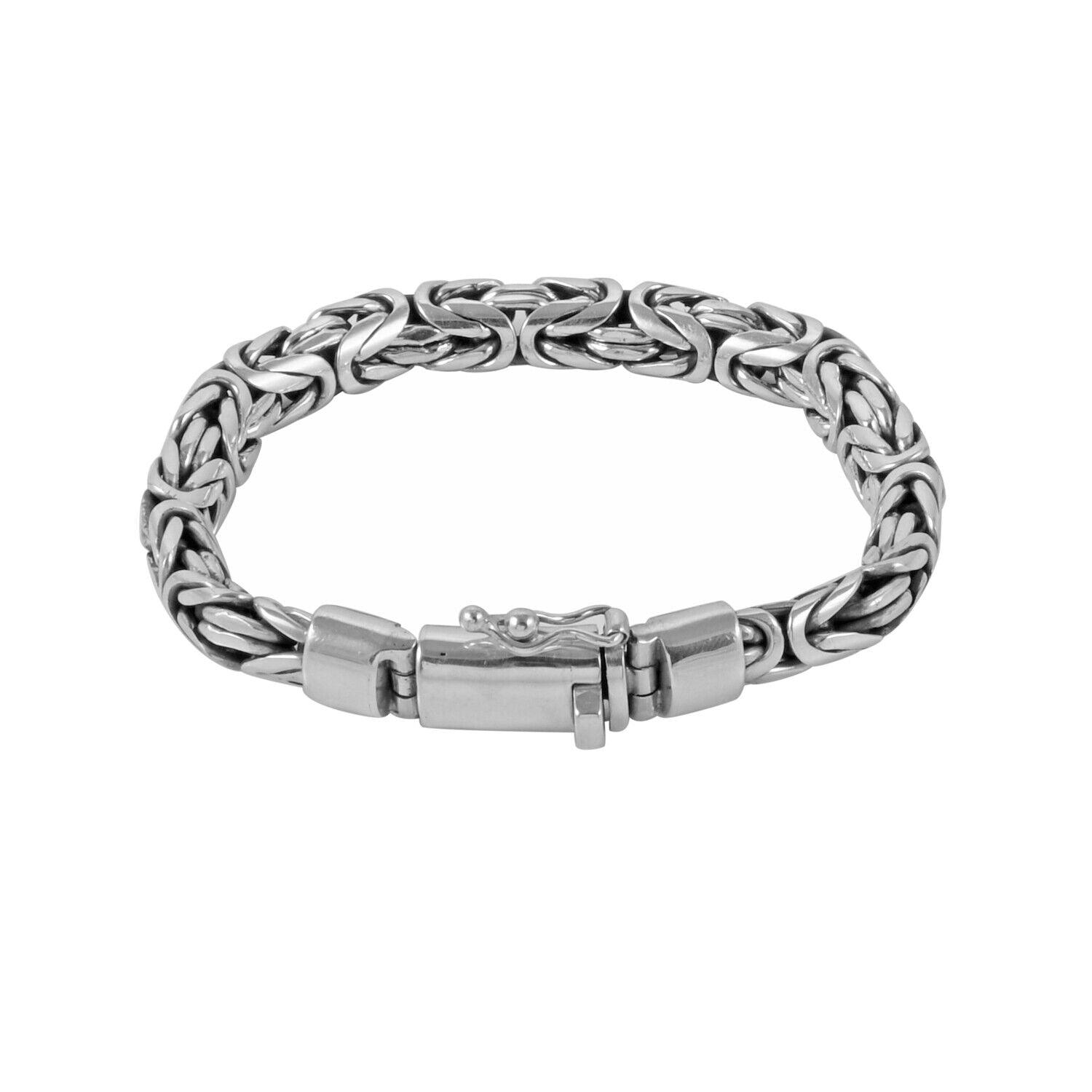 HEAVY Bali Handmade 8 mm Solid 925 Sterling Silver Oxidized Byzantine Bracelet - Inspiring Jewellery