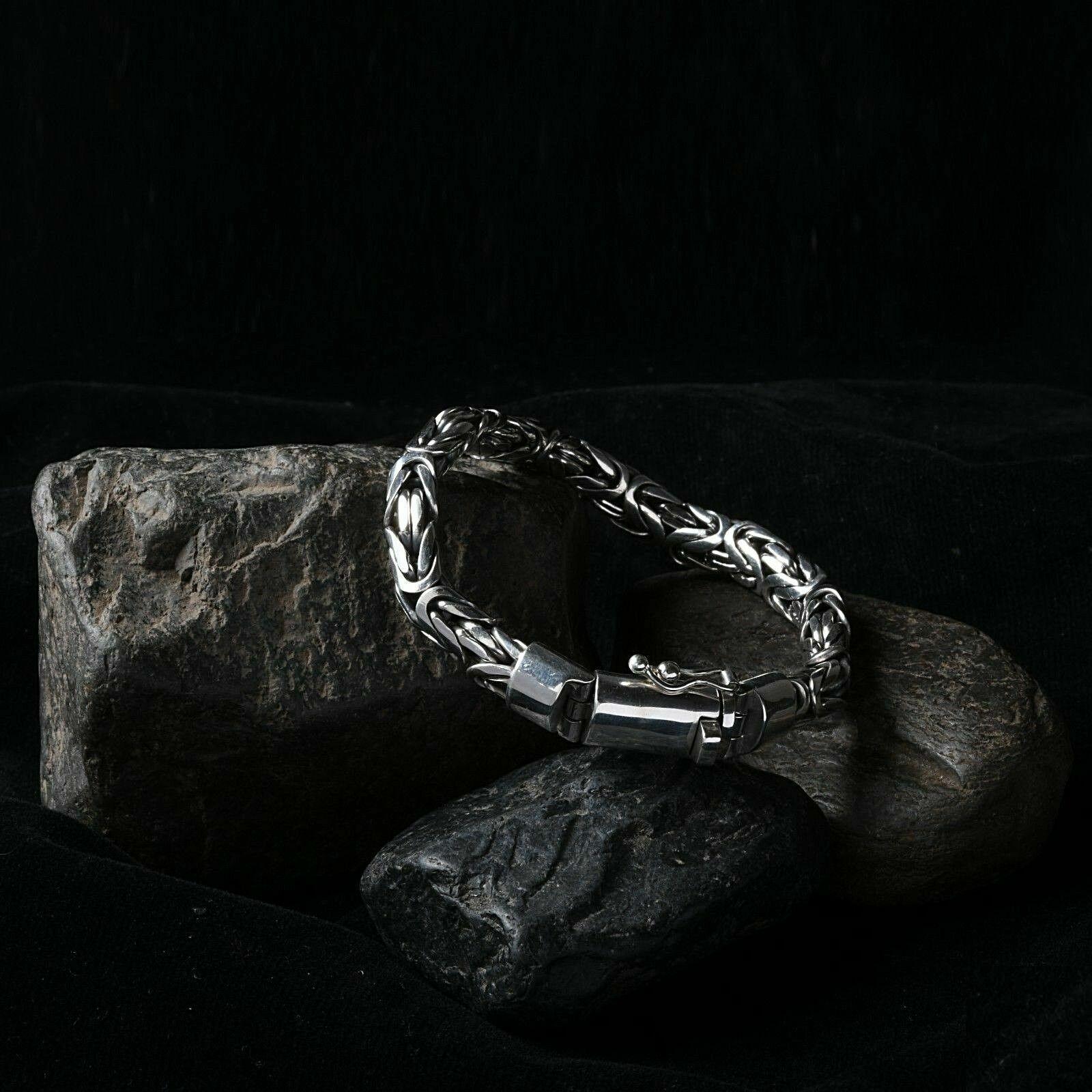 HEAVY Bali Handmade 8 mm Solid 925 Sterling Silver Oxidized Byzantine Bracelet - Inspiring Jewellery