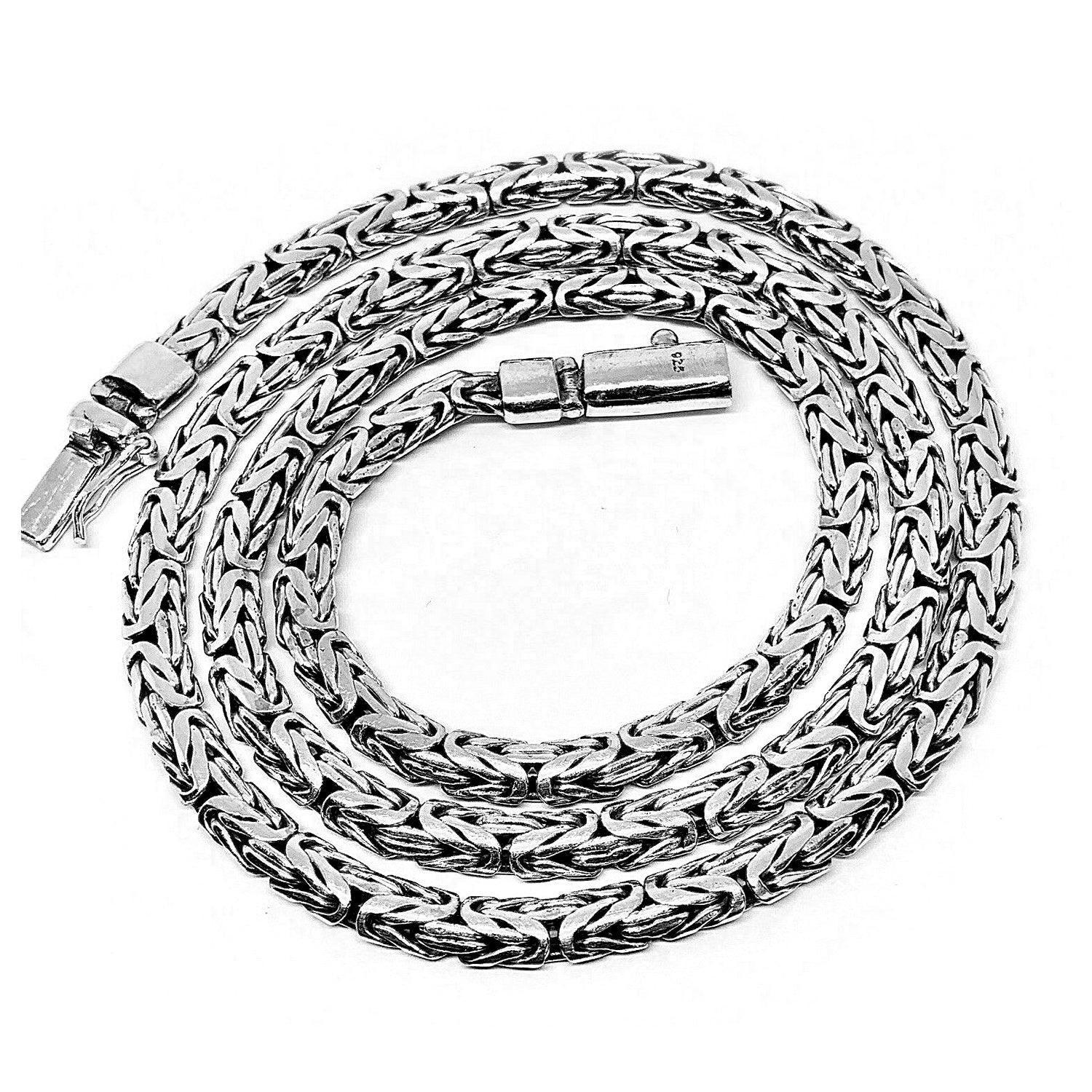 Balinese Sterling Silver 4 mm BYZANTINE Borobudur Chain Necklace - Inspiring Jewellery