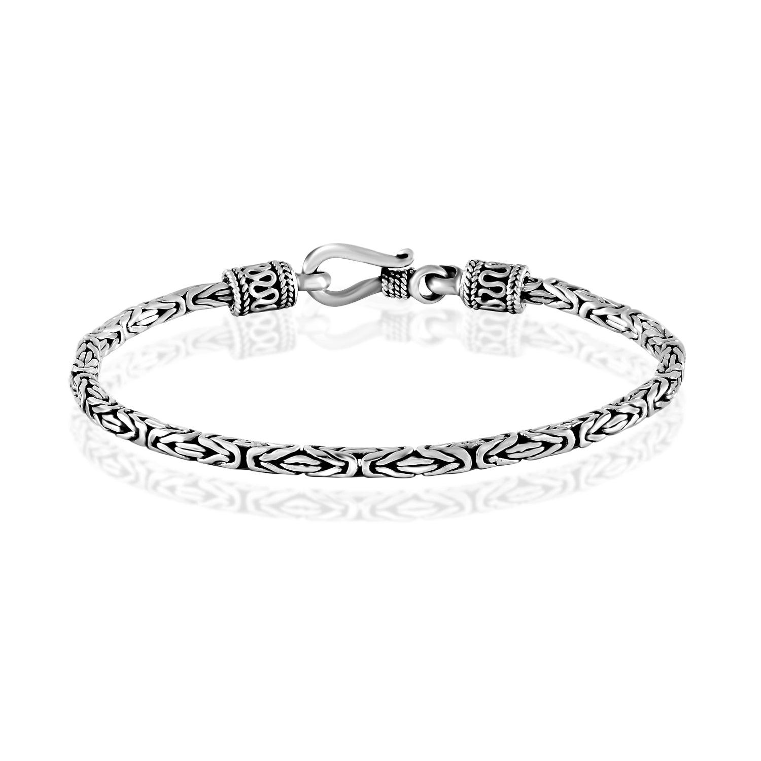 Handmade 2.5mm Solid 925 Sterling Silver BRACELET, Balinese BYZANTINE Borobudur Link Oxidized 7, 7.5 , 8 & 8.5 Inches - Inspiring Jewellery