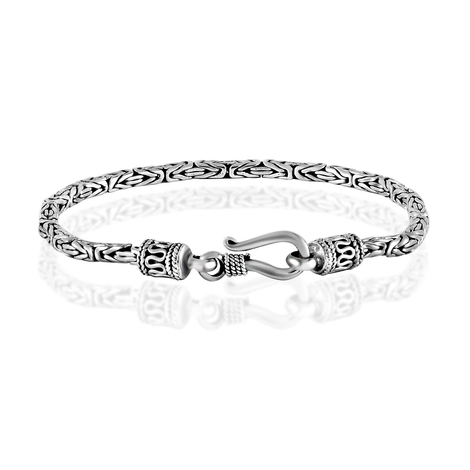 Handmade 2.5mm Solid 925 Sterling Silver BRACELET, Balinese BYZANTINE Borobudur Link Oxidized 7, 7.5 , 8 & 8.5 Inches - Inspiring Jewellery