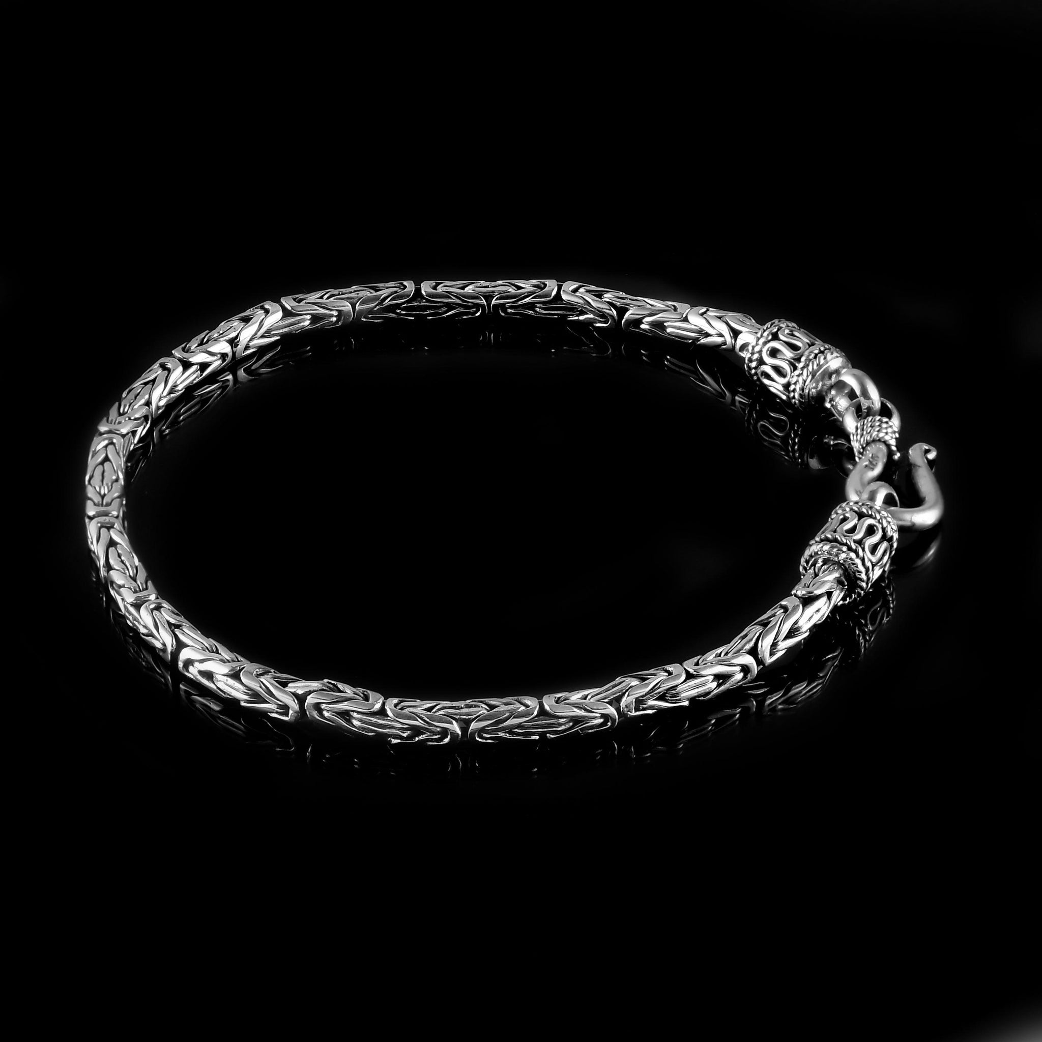 Handmade 2.5mm Solid 925 Sterling Silver BRACELET, Balinese BYZANTINE Borobudur Link Oxidized 7, 7.5 , 8 & 8.5 Inches - Inspiring Jewellery